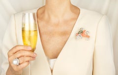 Love Bird Brooch Pin with Coral and Diamonds Design by Ella Gafter