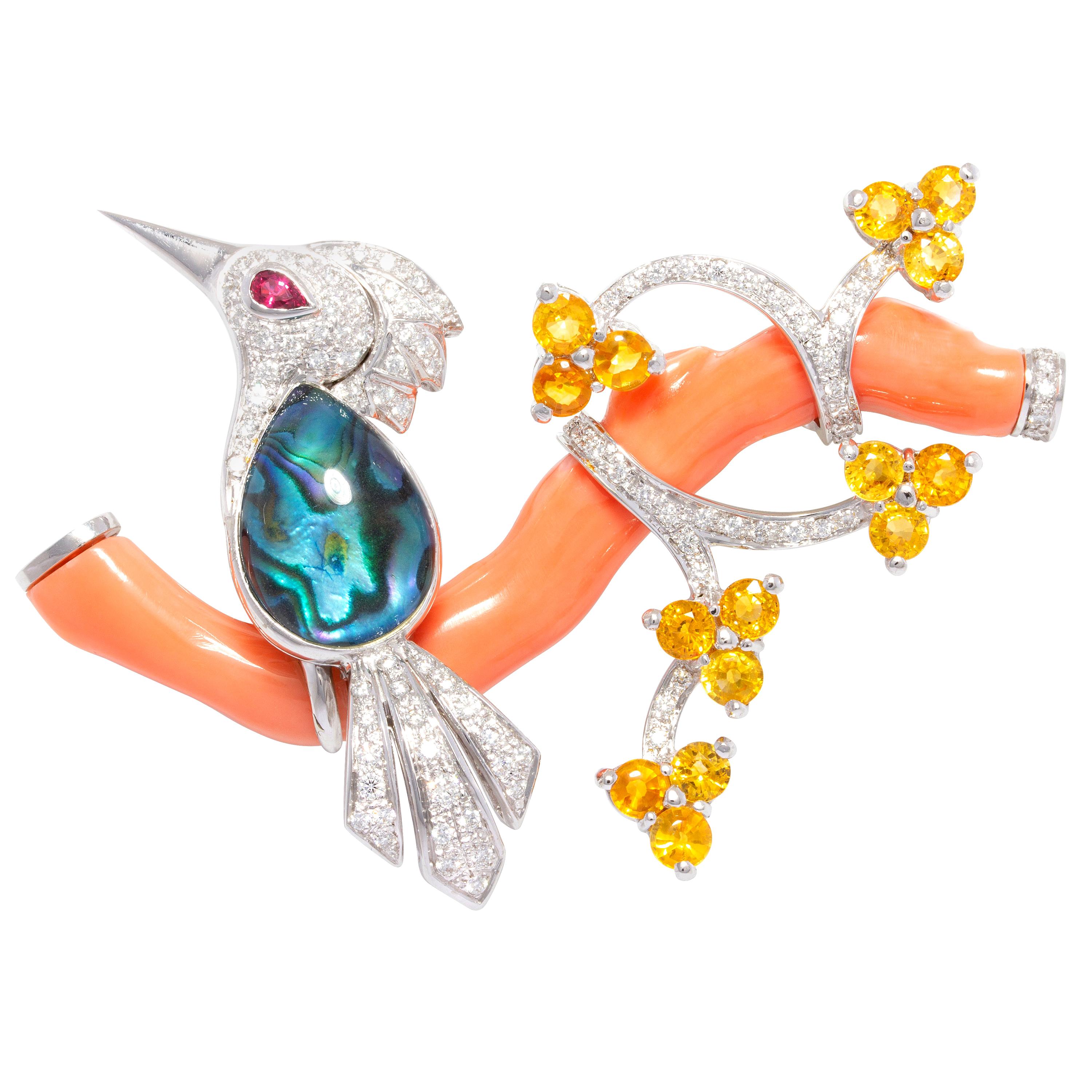 Ella Gafter Love Bird Diamond Sapphire Brooch Pin 