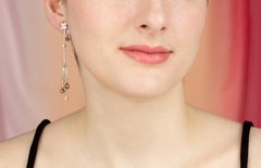 Multicolor Sapphire Diamond Drop Earrings Briolette Design by Ella Gafter