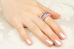 Multicolor Sapphire and Diamond Cocktail Ring Design by Ella Gafter