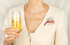 Octopus Brooch Pin Diamonds Coral South Sea Pearl Design by Ella Gafter