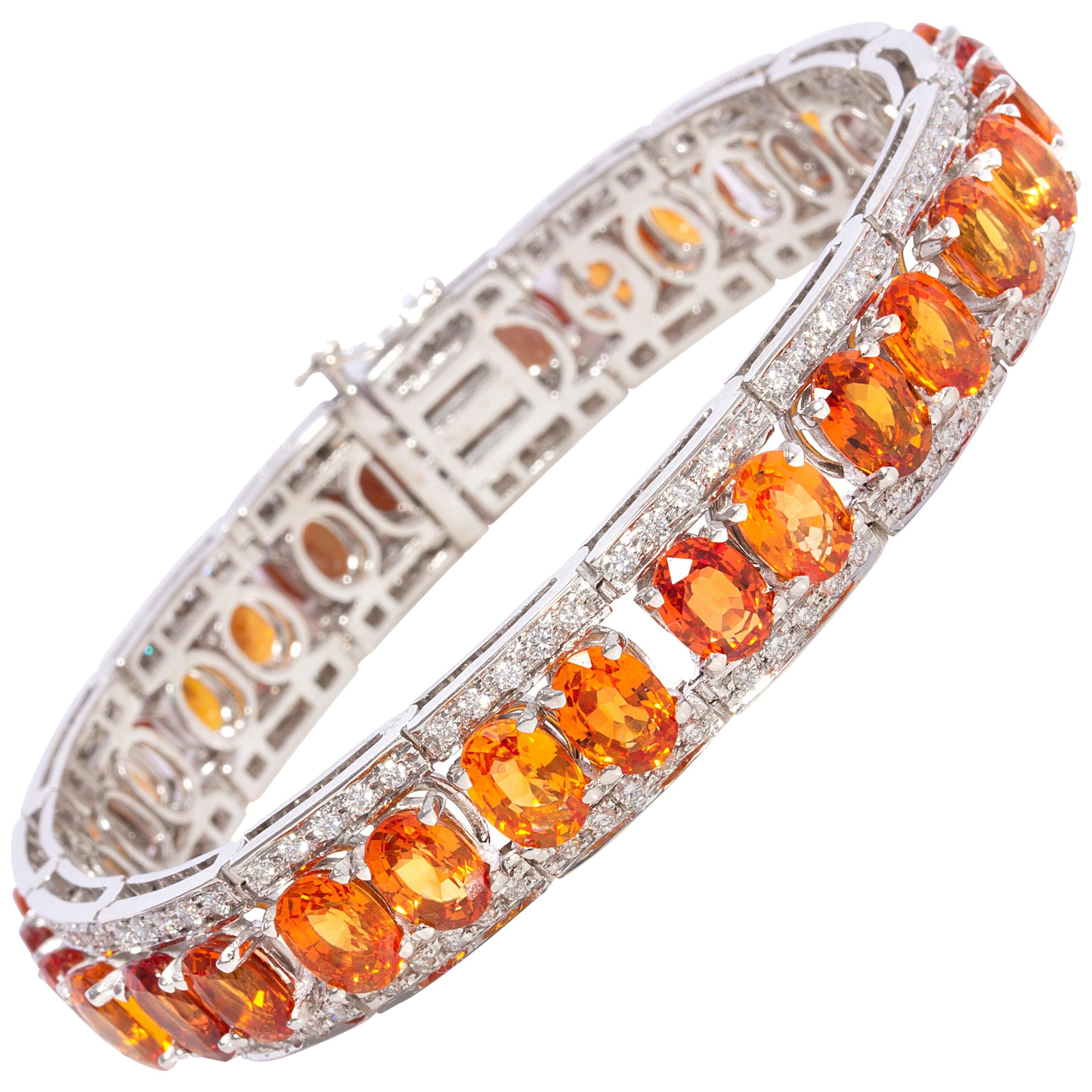 Ella Gafter Orange Sapphire Diamond Bracelet For Sale