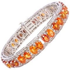 Orange Sapphire and Diamond Bracelet Design by Ella Gafter