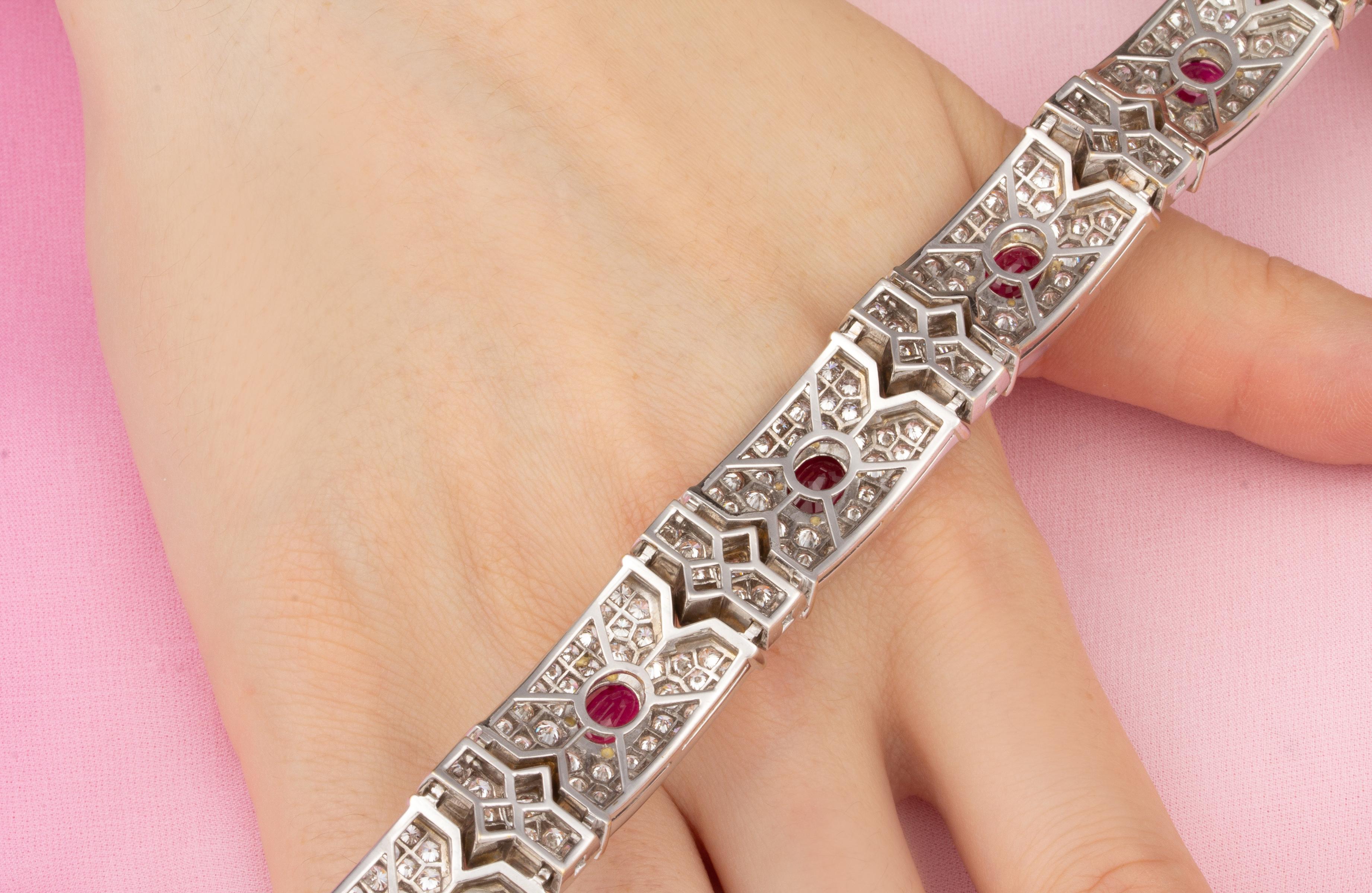 Oval Cut Ella Gafter Oval Ruby Diamond Bracelet For Sale