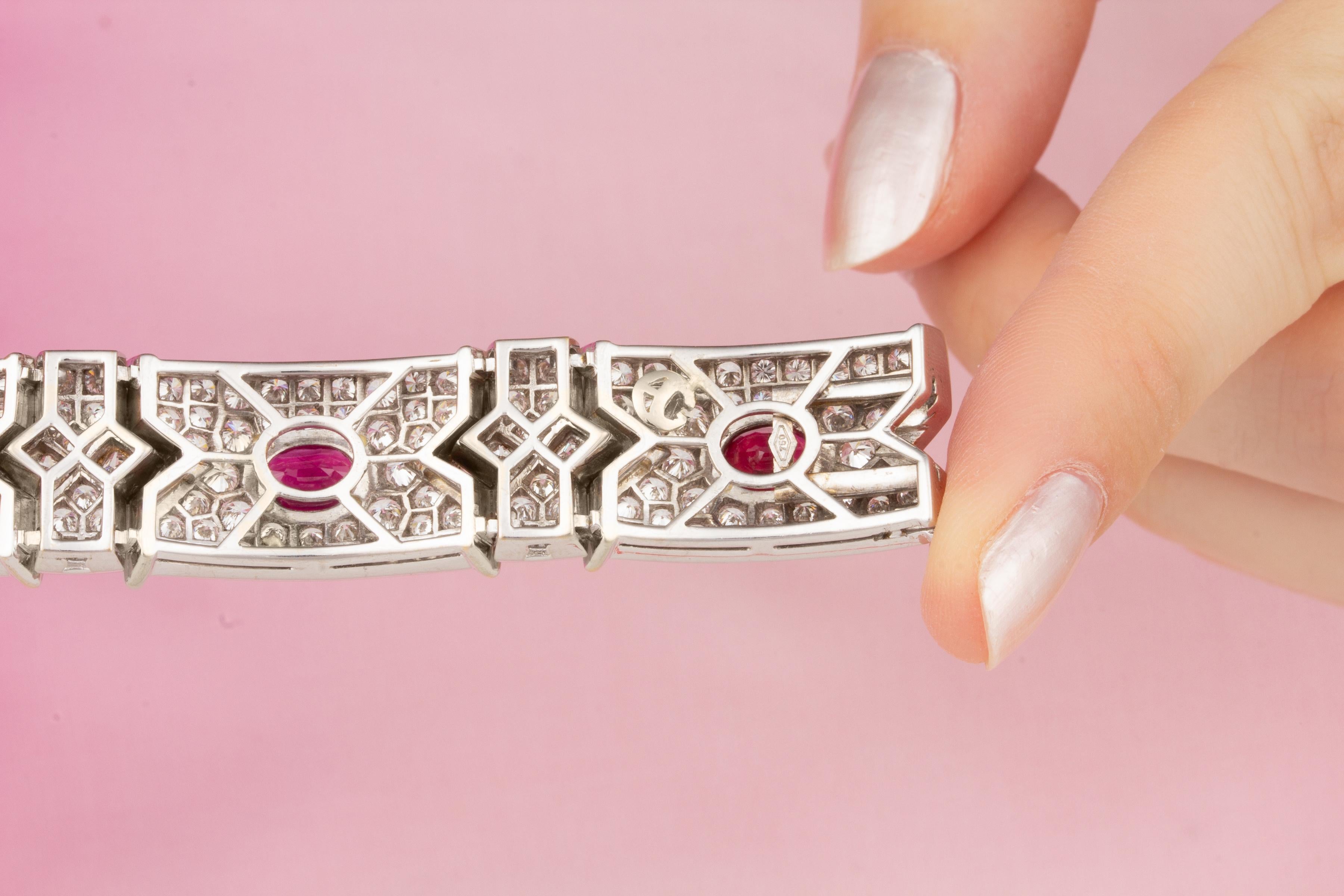 Women's Ella Gafter Oval Ruby Diamond Bracelet For Sale