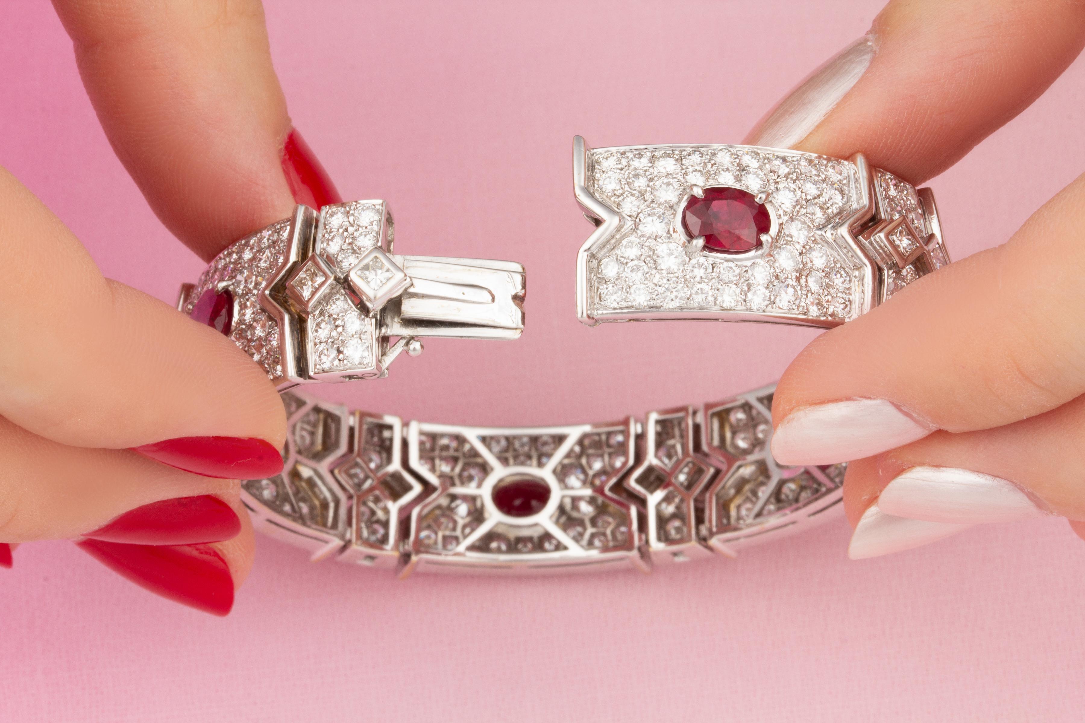 Ella Gafter Oval Ruby Diamond Bracelet For Sale 1