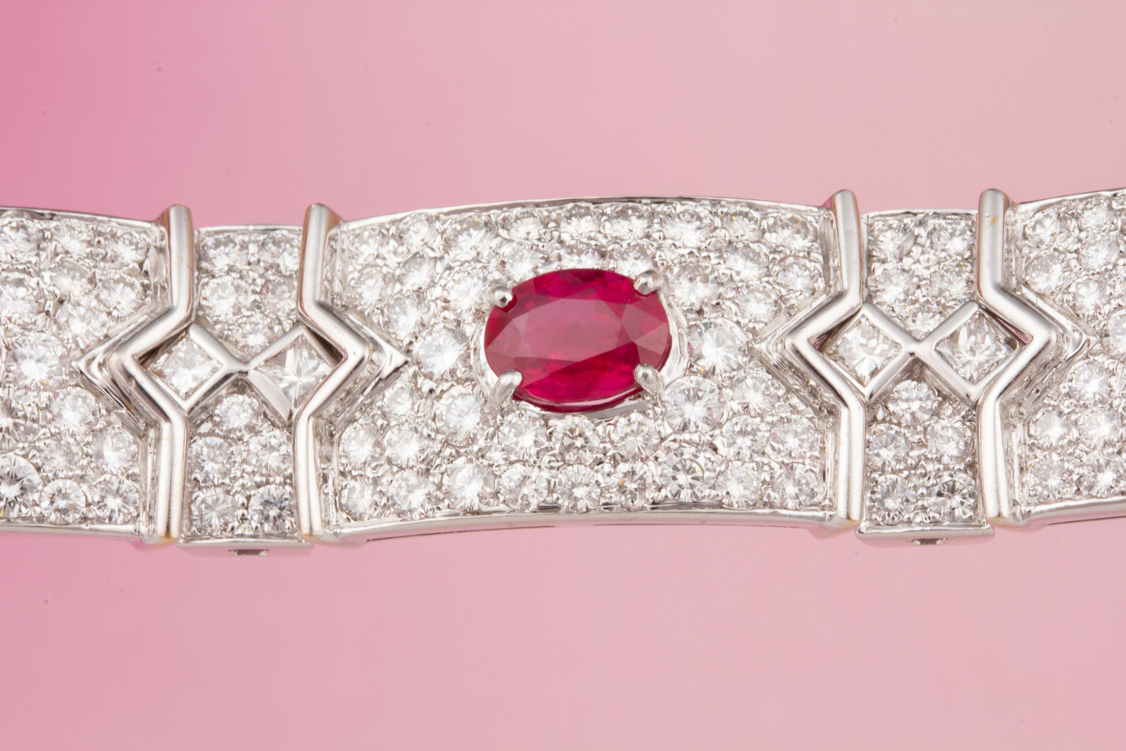 Ella Gafter Oval Ruby Diamond Bracelet For Sale 2
