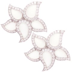 Diamond Clip-On Earrings Frosted Crystal Design by Ella Gafter