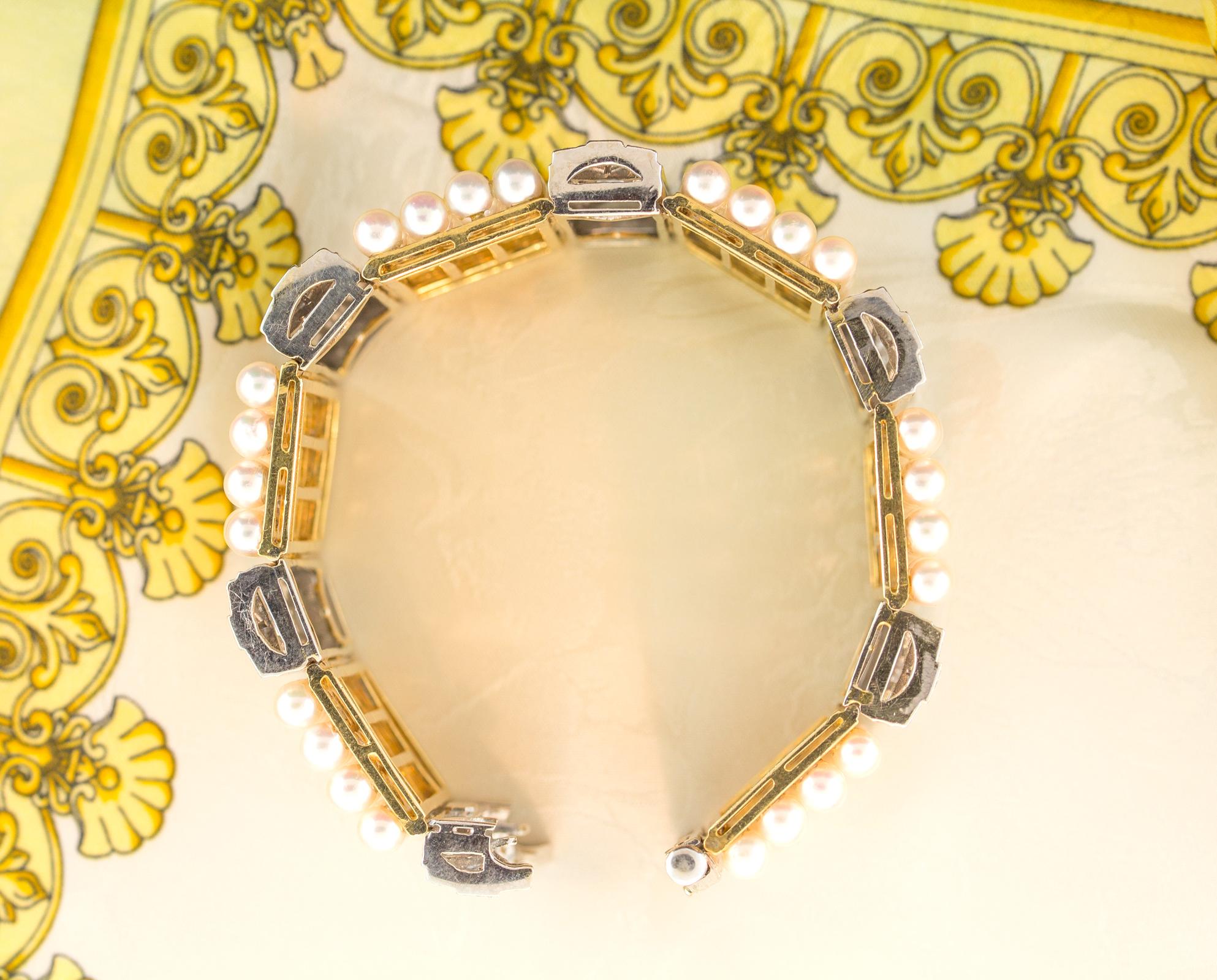 Ella Gafter Diamond Pearl Cuff Bracelet For Sale 5