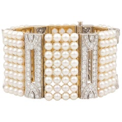 Ella Gafter Bracelet manchette en perles et diamants