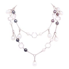 Pearl and Diamond Necklace Sautoir Art Déco Design by Ella Gafter