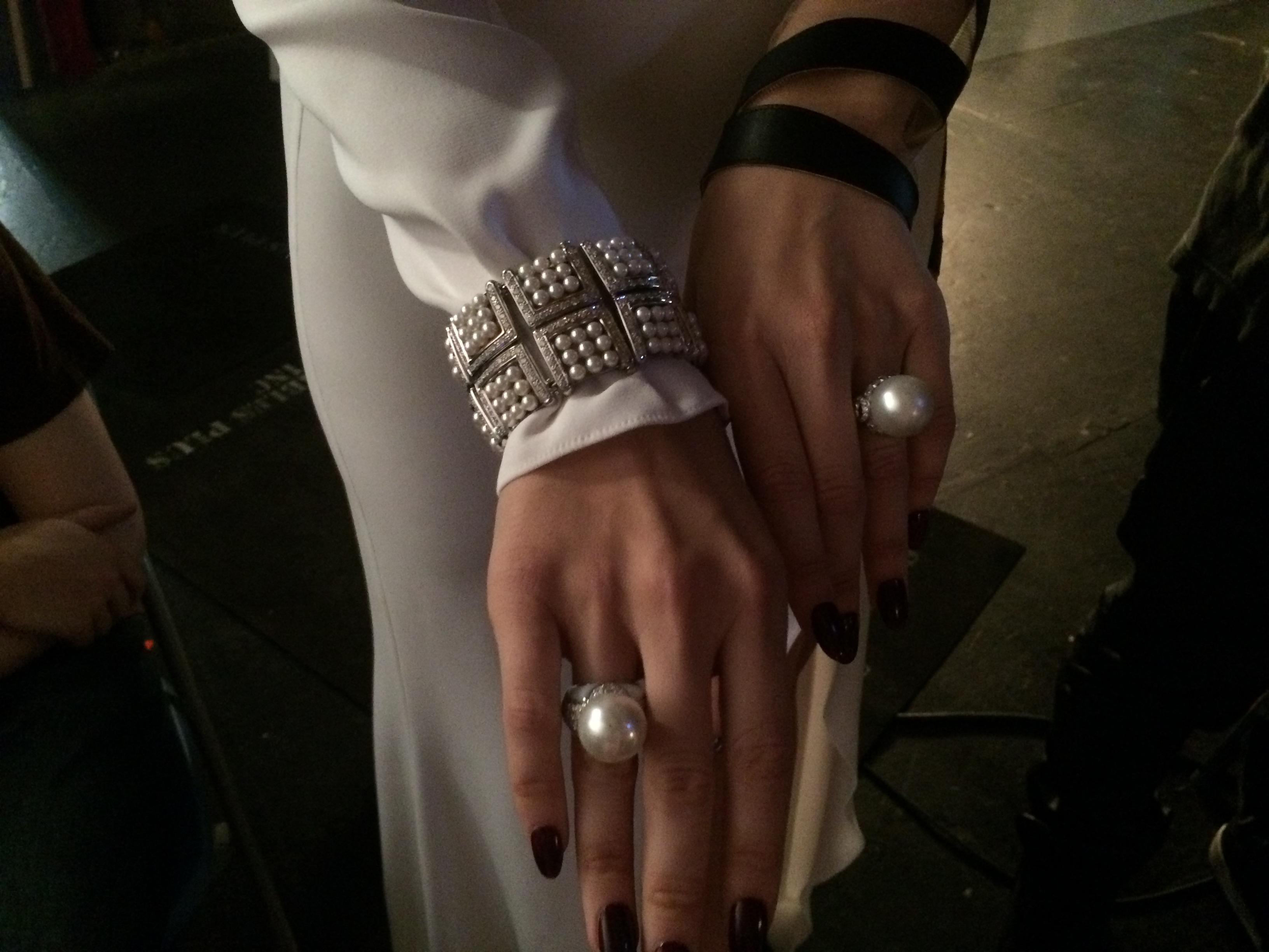 Ella Gafter Pearl Diamond Cuff Bracelet For Sale 6