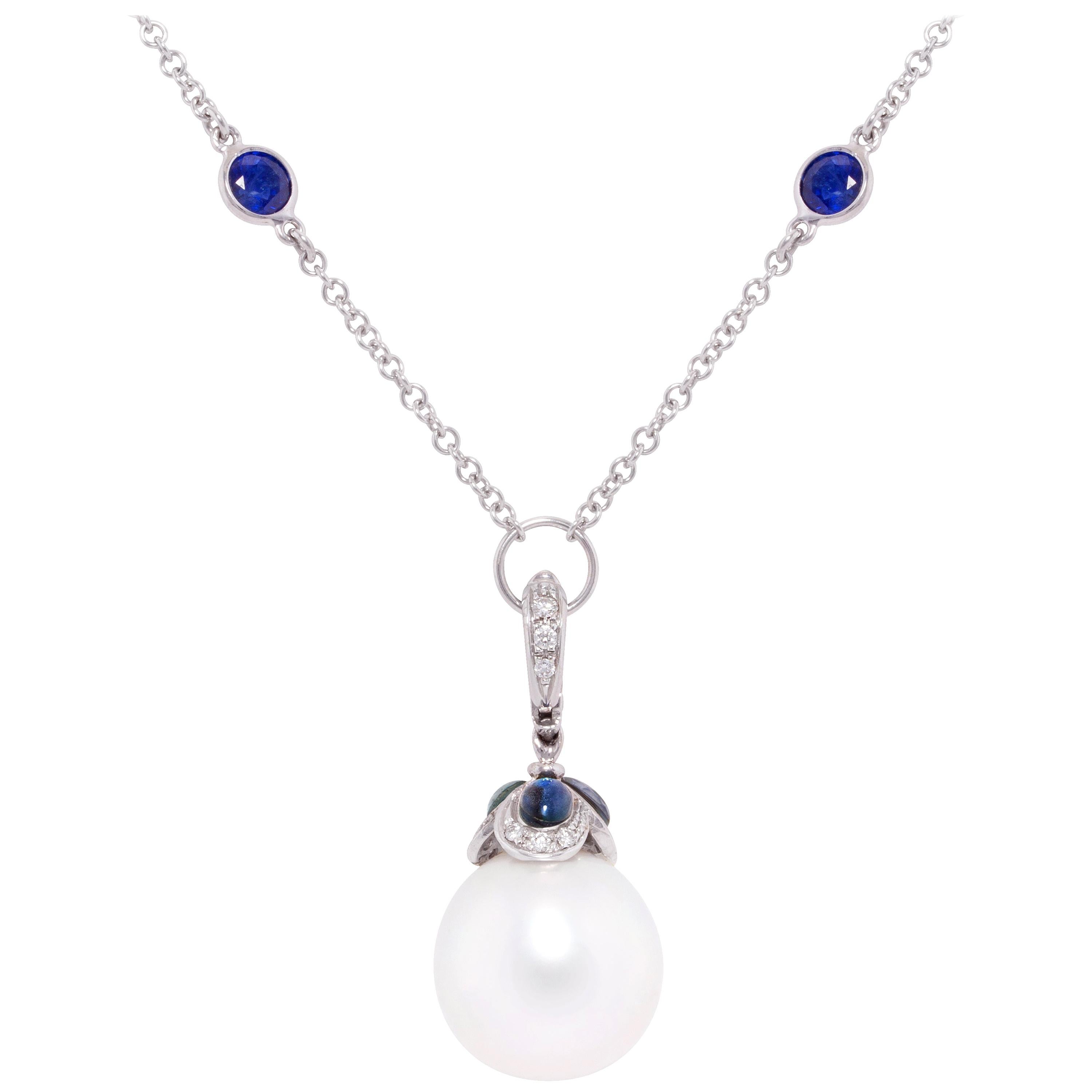 Ella Gafter Pearl Diamond Necklace For Sale