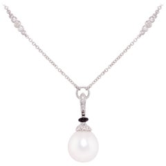 Ella Gafter Pearl Diamond Onyx Pendant Necklace