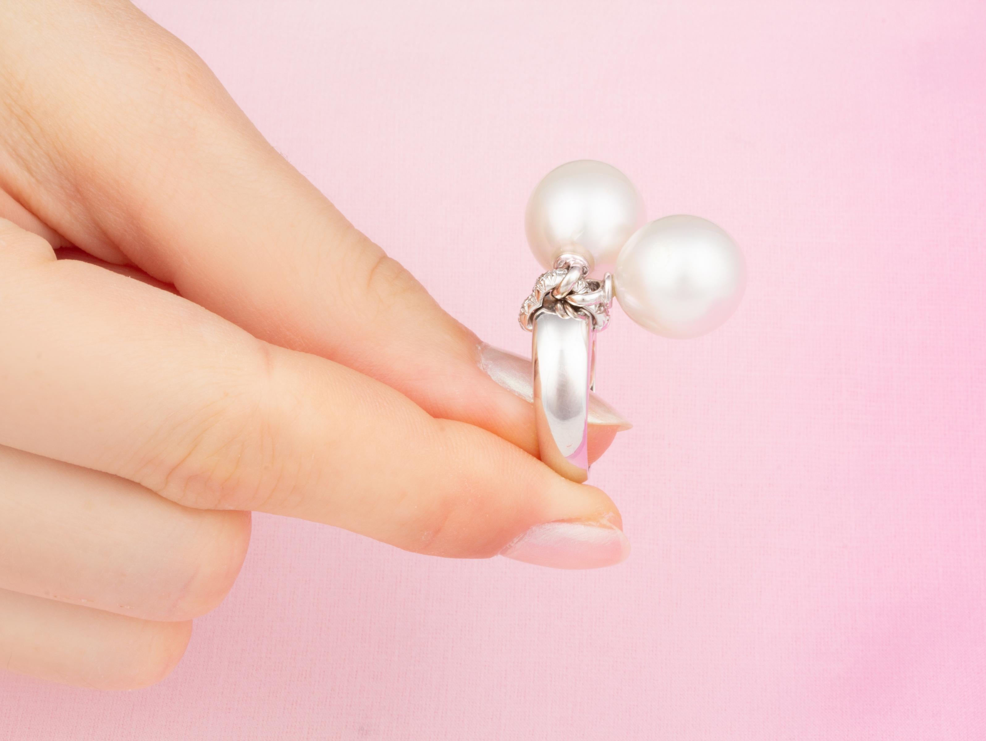 Ella Gafter Pearl Diamond Ring In New Condition For Sale In New York, NY