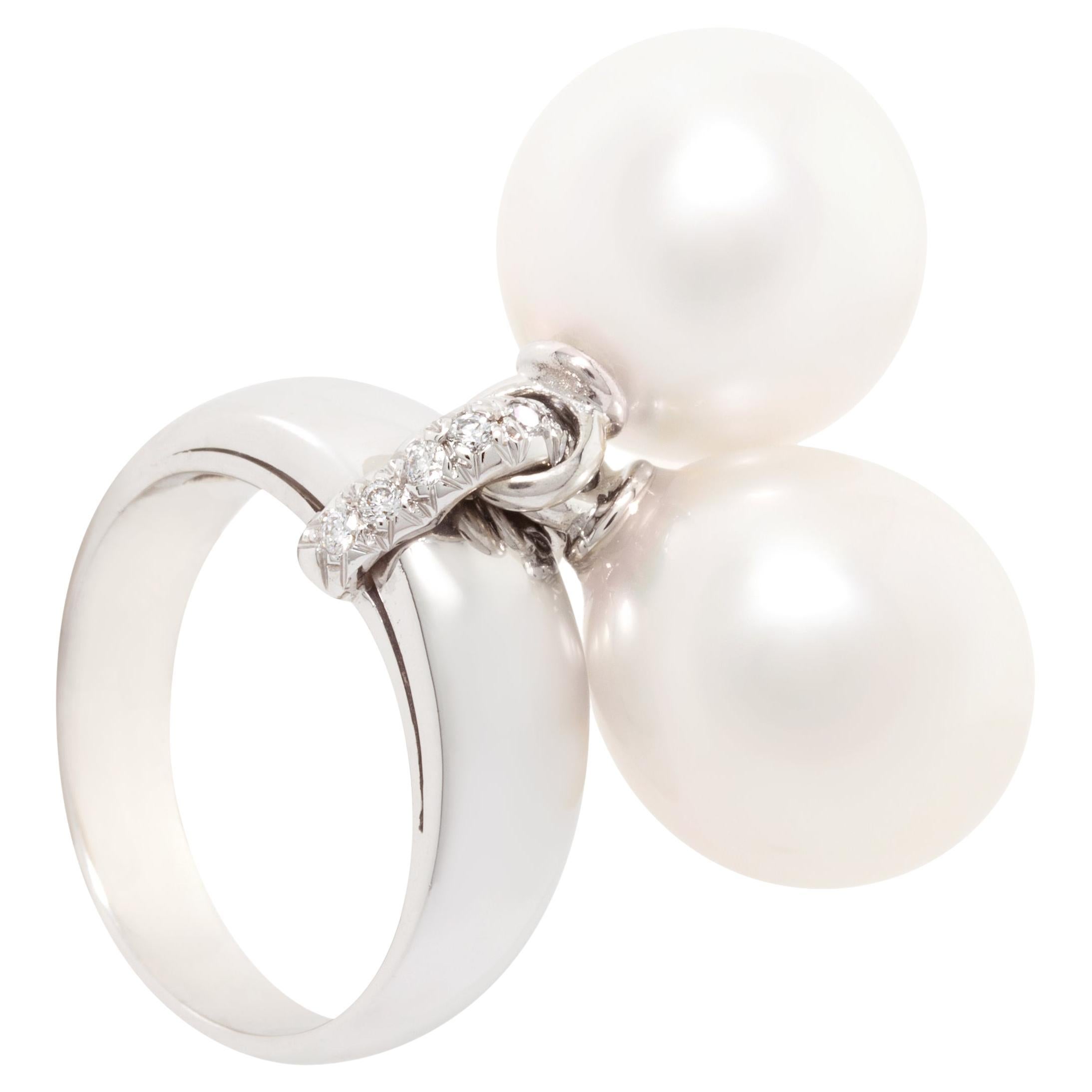 Ella Gafter Pearl Diamond Ring For Sale