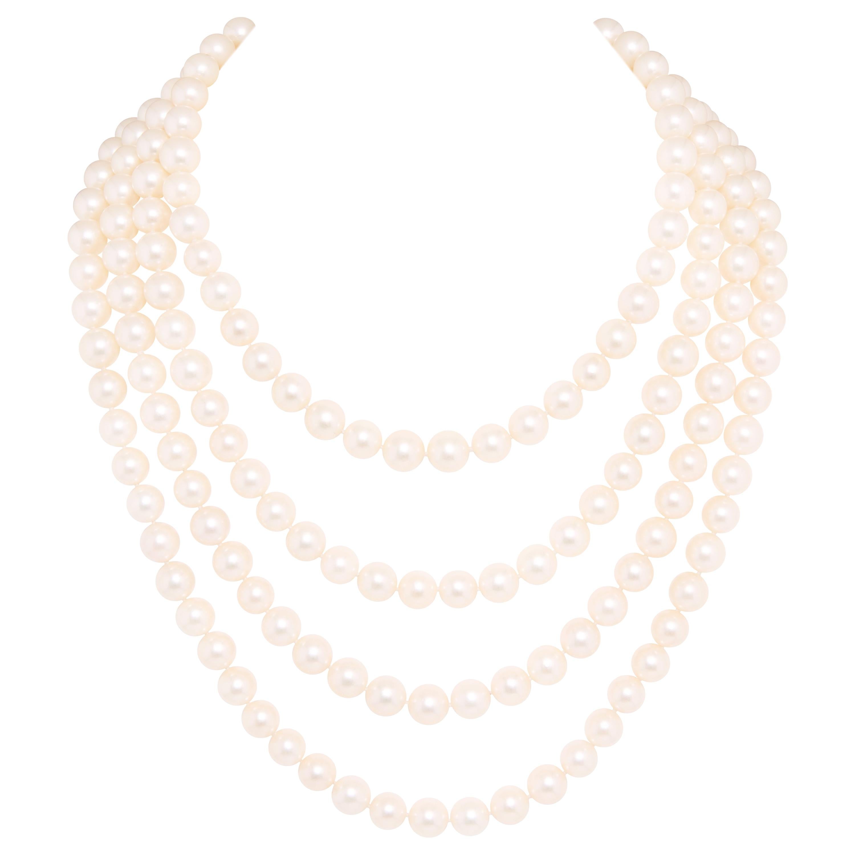 Pearl Necklace 4 strands 8.5/9mm Design by Ella Gafter