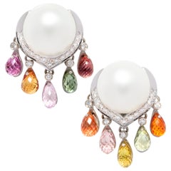 Ella Gafter Pearl Sapphire Briolette Diamond Earrings