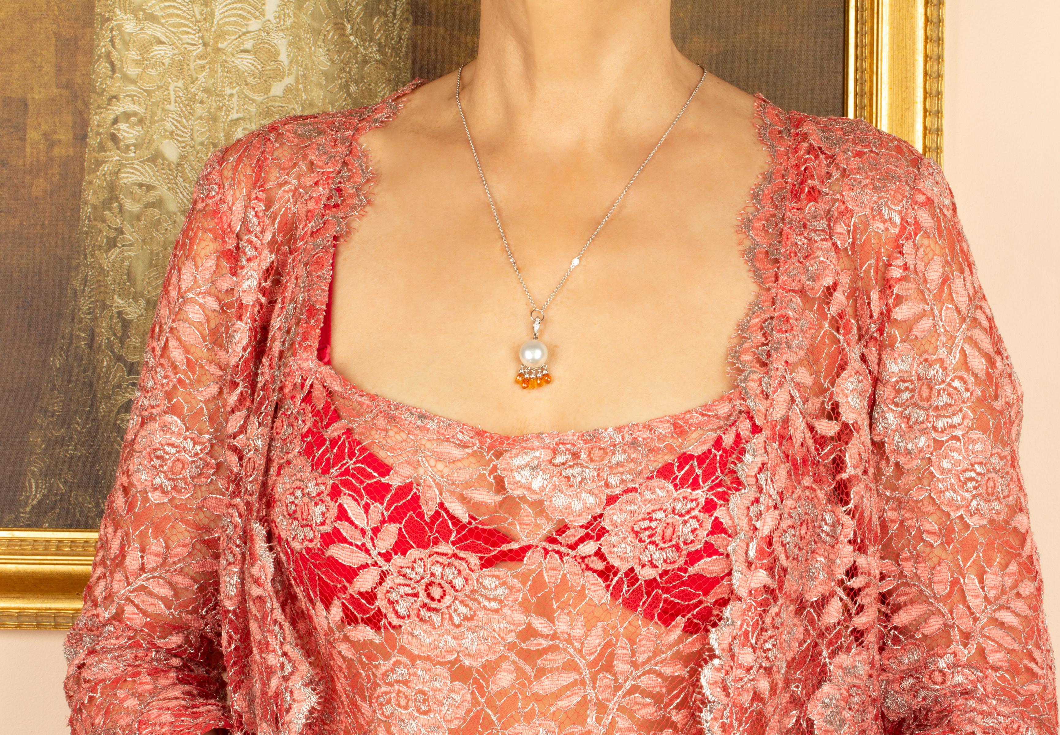 Ella Gafter Perle Saphir Diamant Halskette (Zeitgenössisch) im Angebot