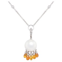 Used Ella Gafter Pearl Sapphire Diamond Necklace