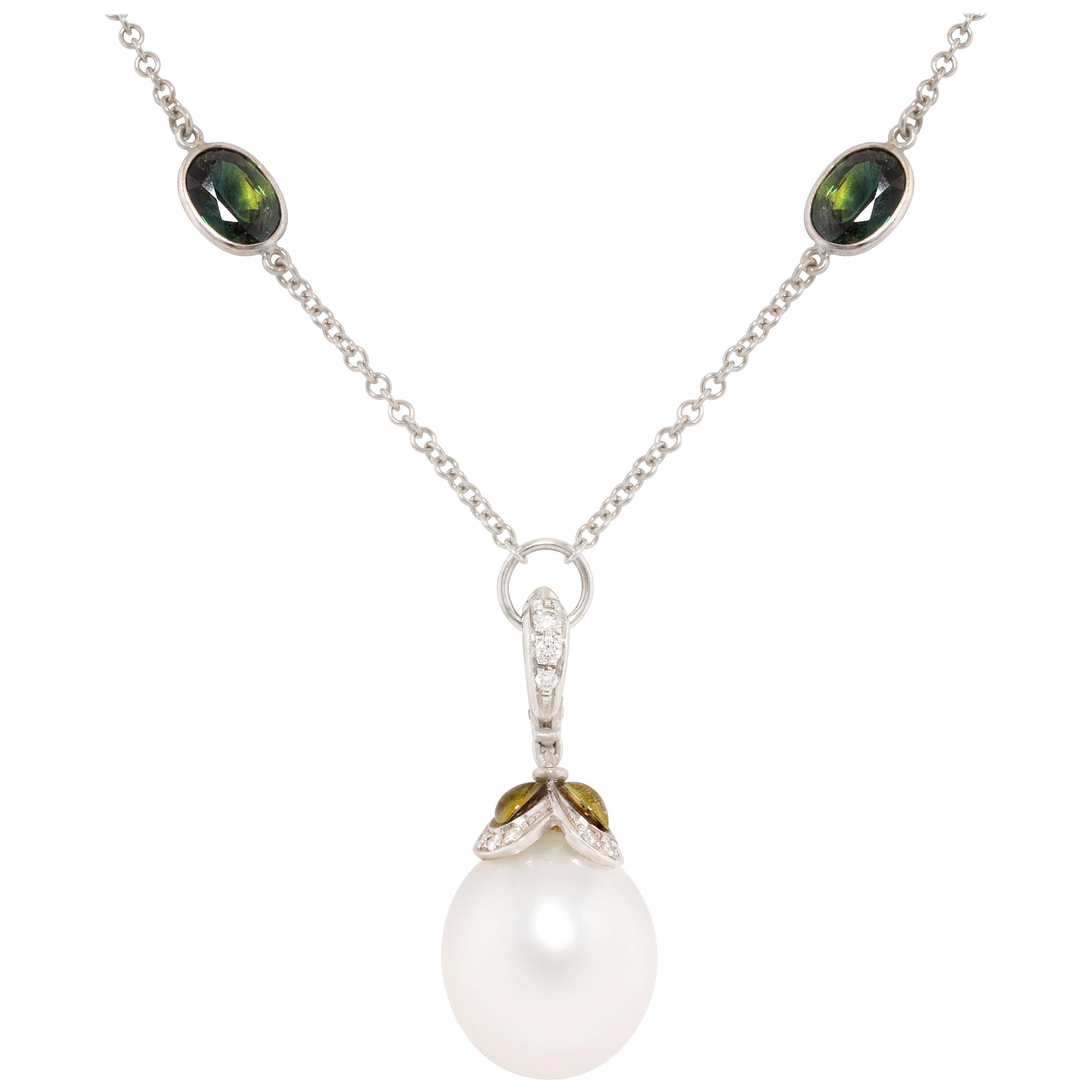 Ella Gafter Pearl Sapphire Diamond Pendant