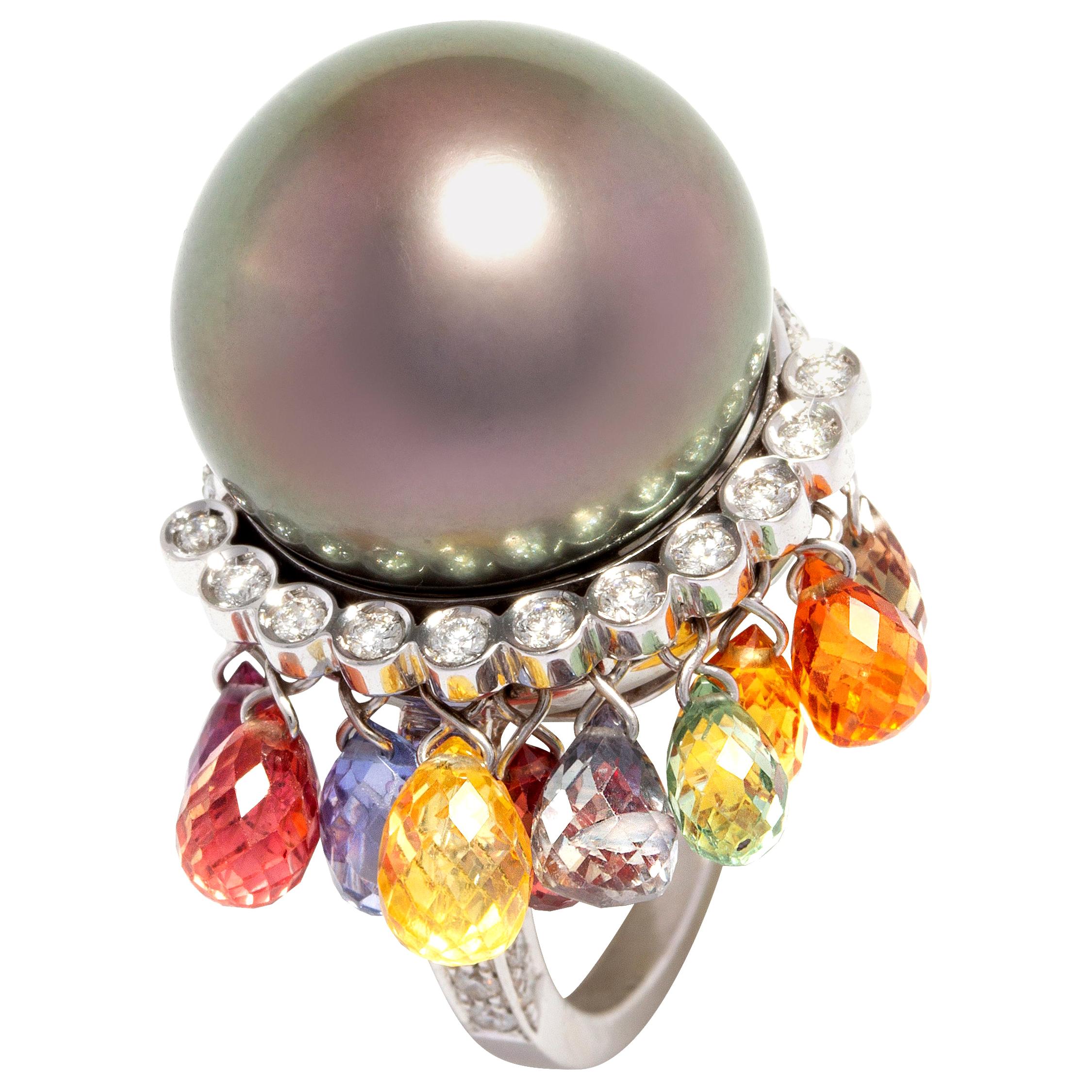 Ella Gafter Pearl Sapphire Diamond Ring