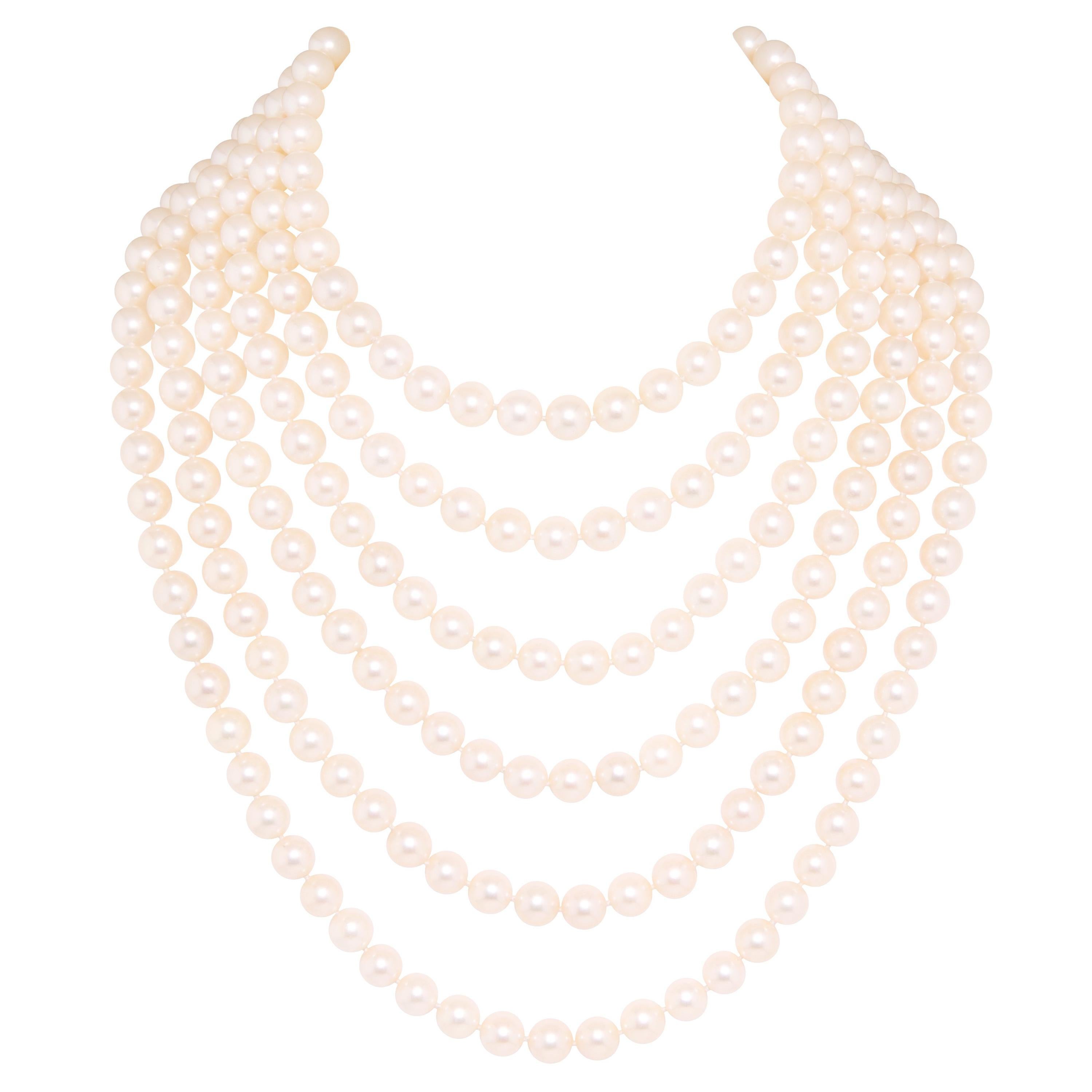 Ella Gafter Long Pearl Multistrand Necklace