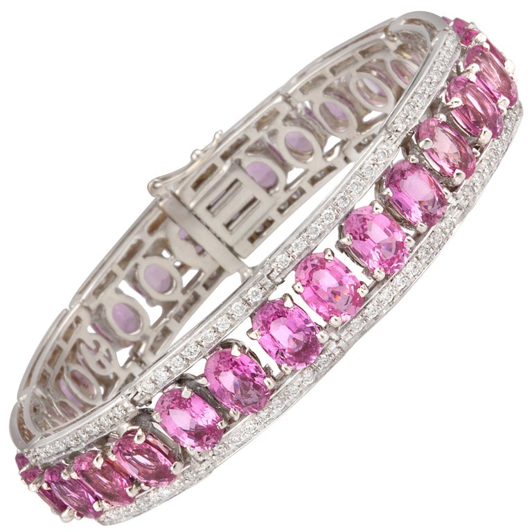 Ella Gafter Pink Sapphire and Diamond Bangle Bracelet For Sale at 1stdibs