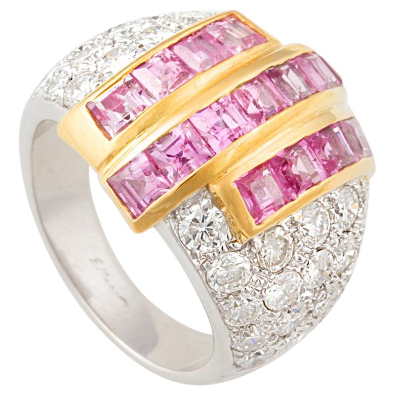 Ella Gafter Diamond Pink Sapphire Cocktail Ring