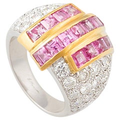 Ella Gafter Diamond Pink Sapphire Cocktail Ring