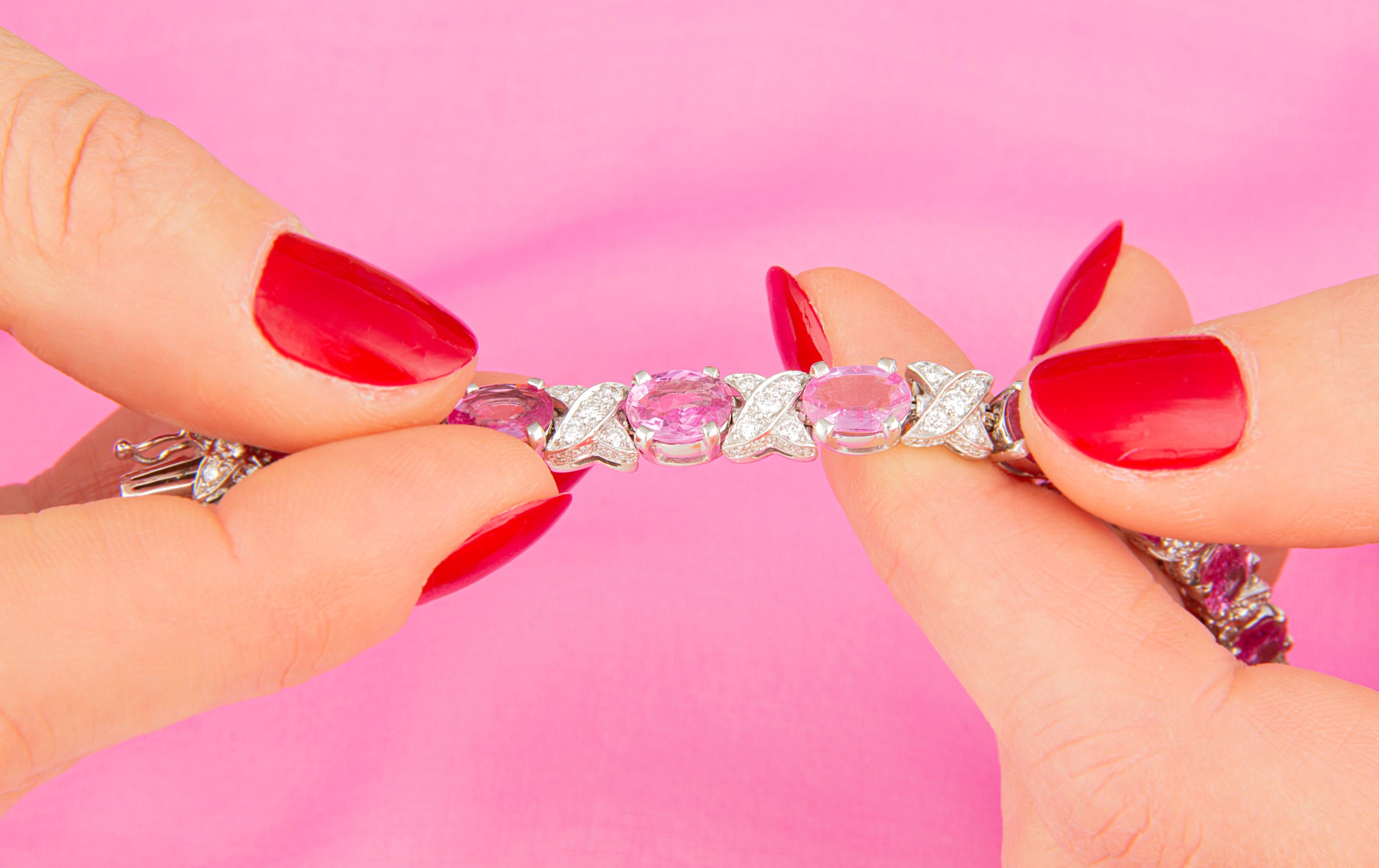 Ella Gafter Rosa Saphir-Diamant-Armband im Zustand „Neu“ im Angebot in New York, NY