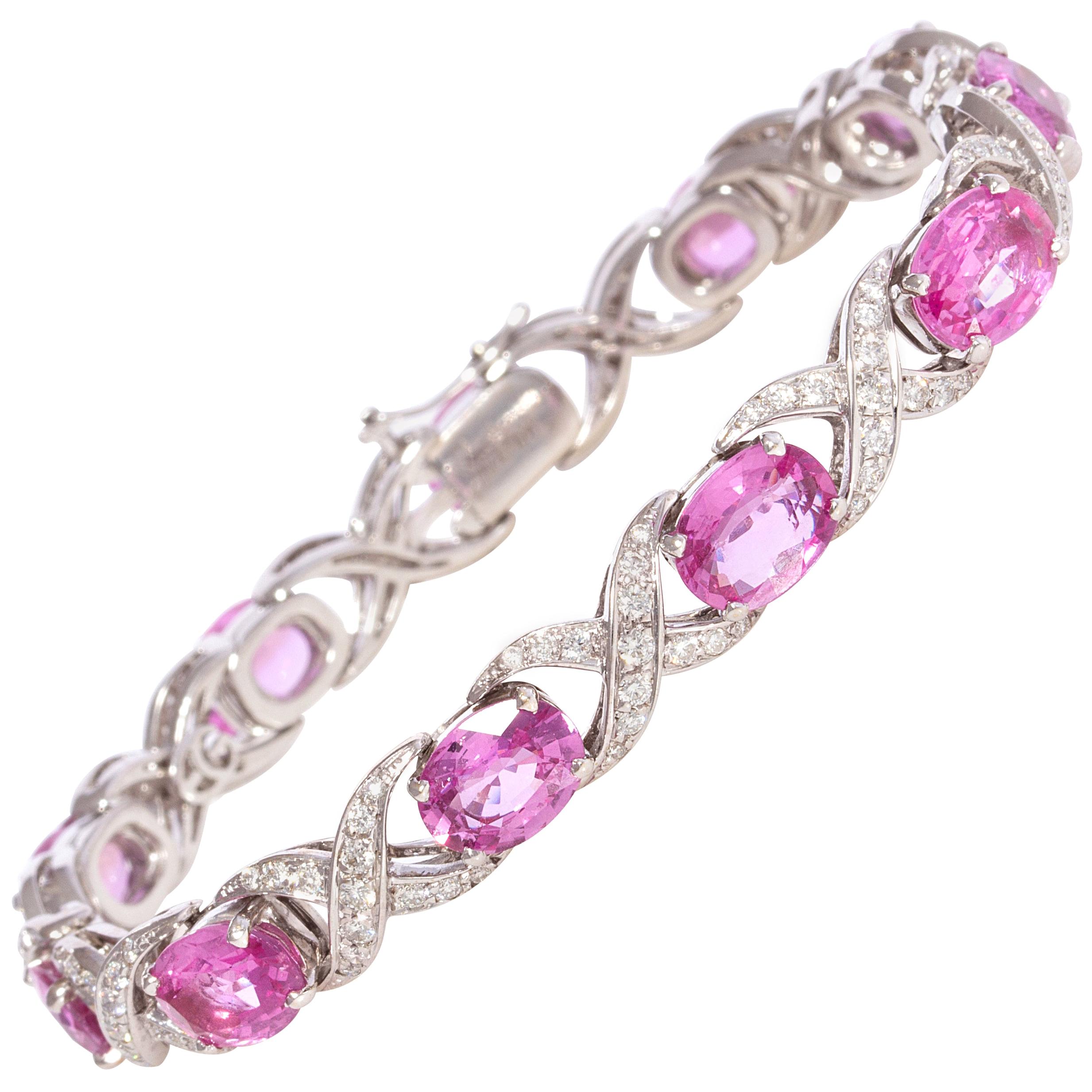 Bracelet flexible Ella Gafter en saphir rose et diamants en vente