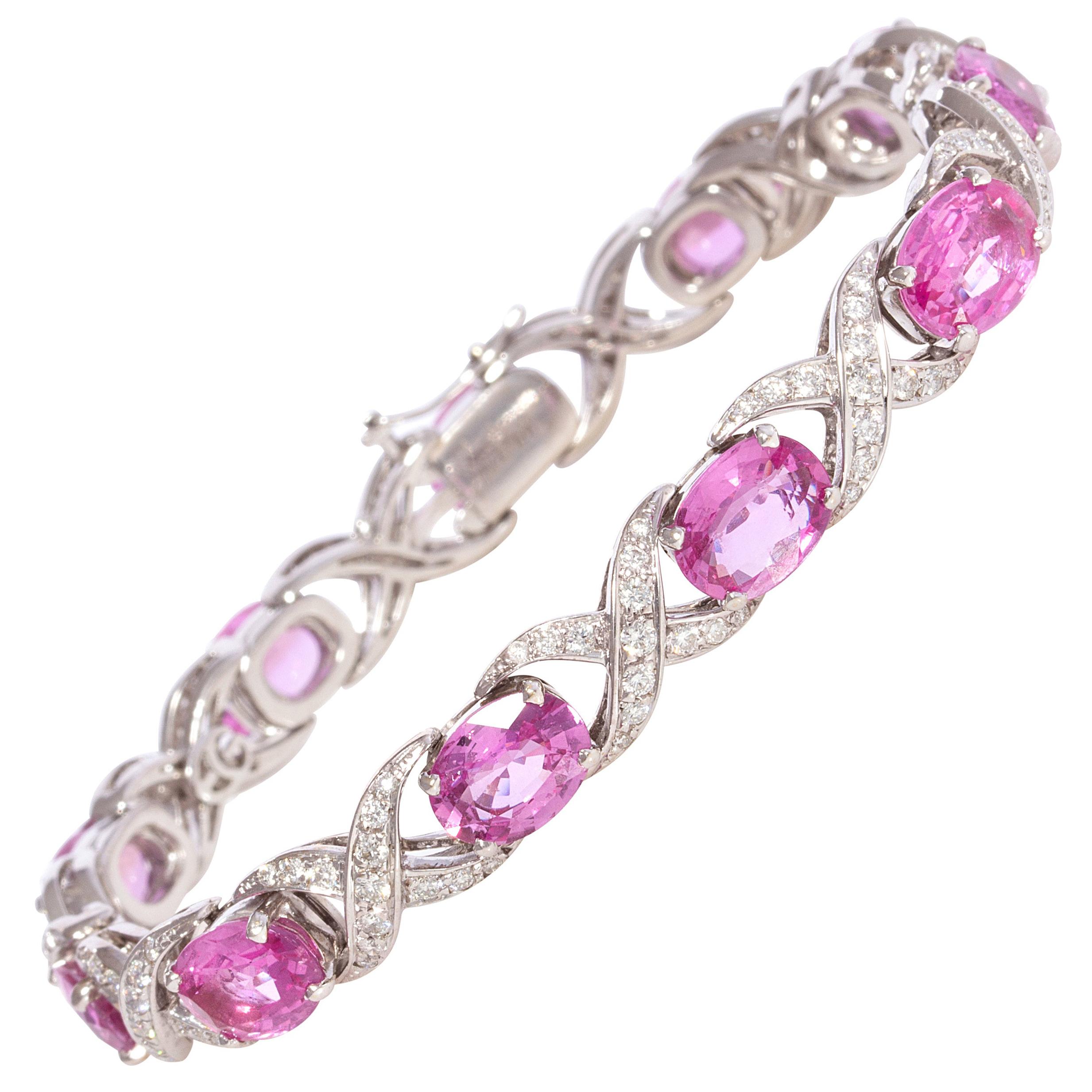Ella Gafter Diamond Pink Sapphire Flexible Bracelet For Sale