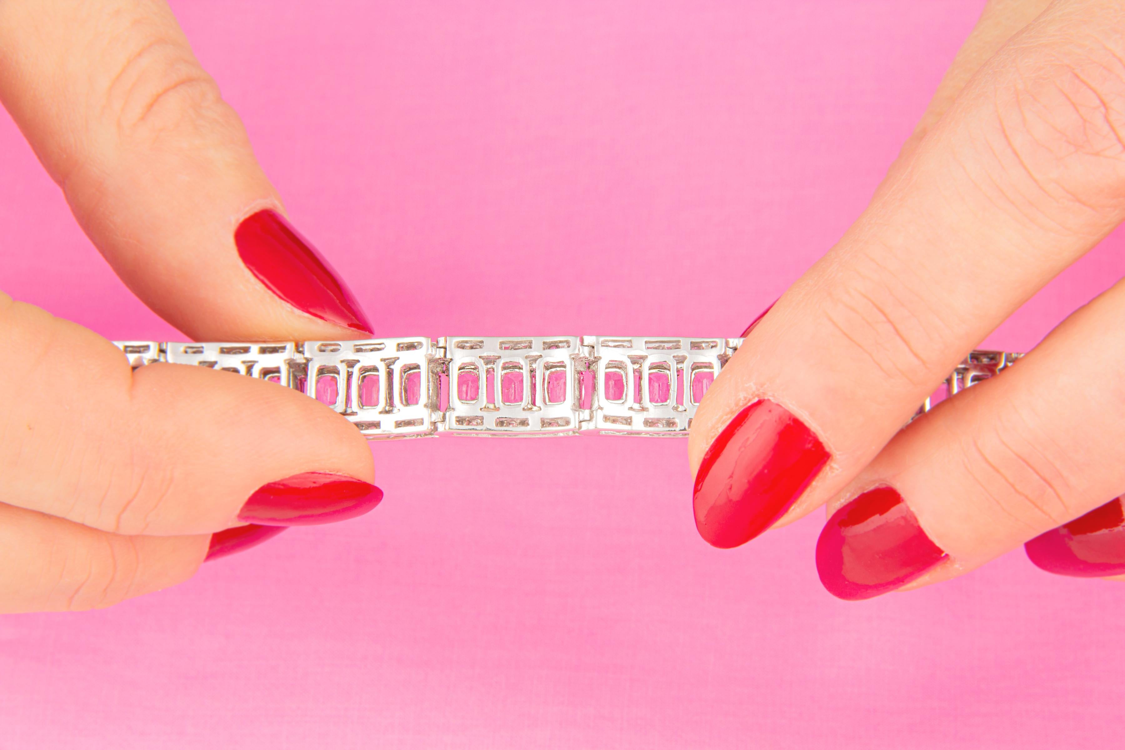 Women's Ella Gafter Pink Sapphire Diamond Cuff Bracelet