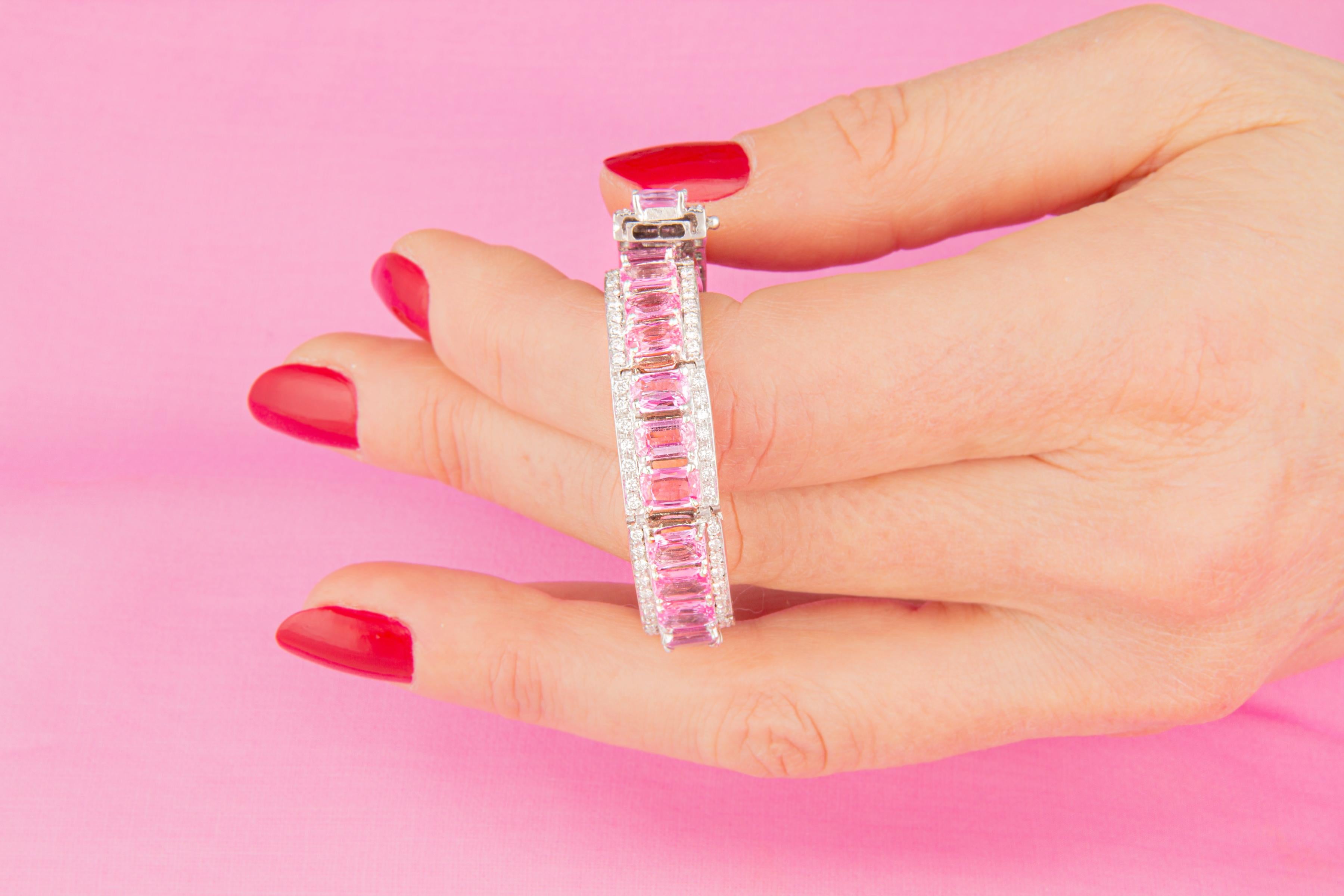Ella Gafter Pink Sapphire Diamond Cuff Bracelet 3