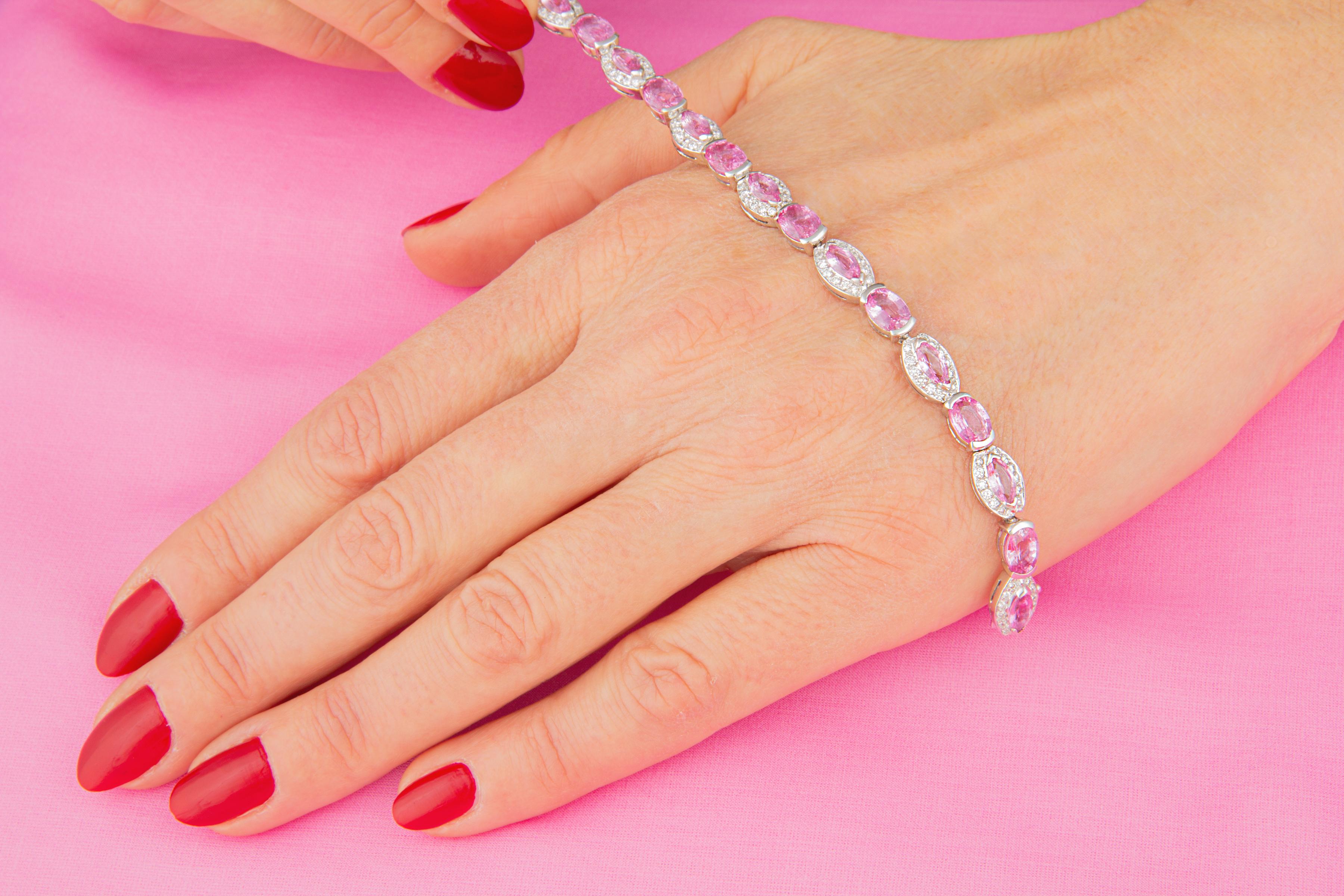 pink sapphire and diamond tennis bracelet