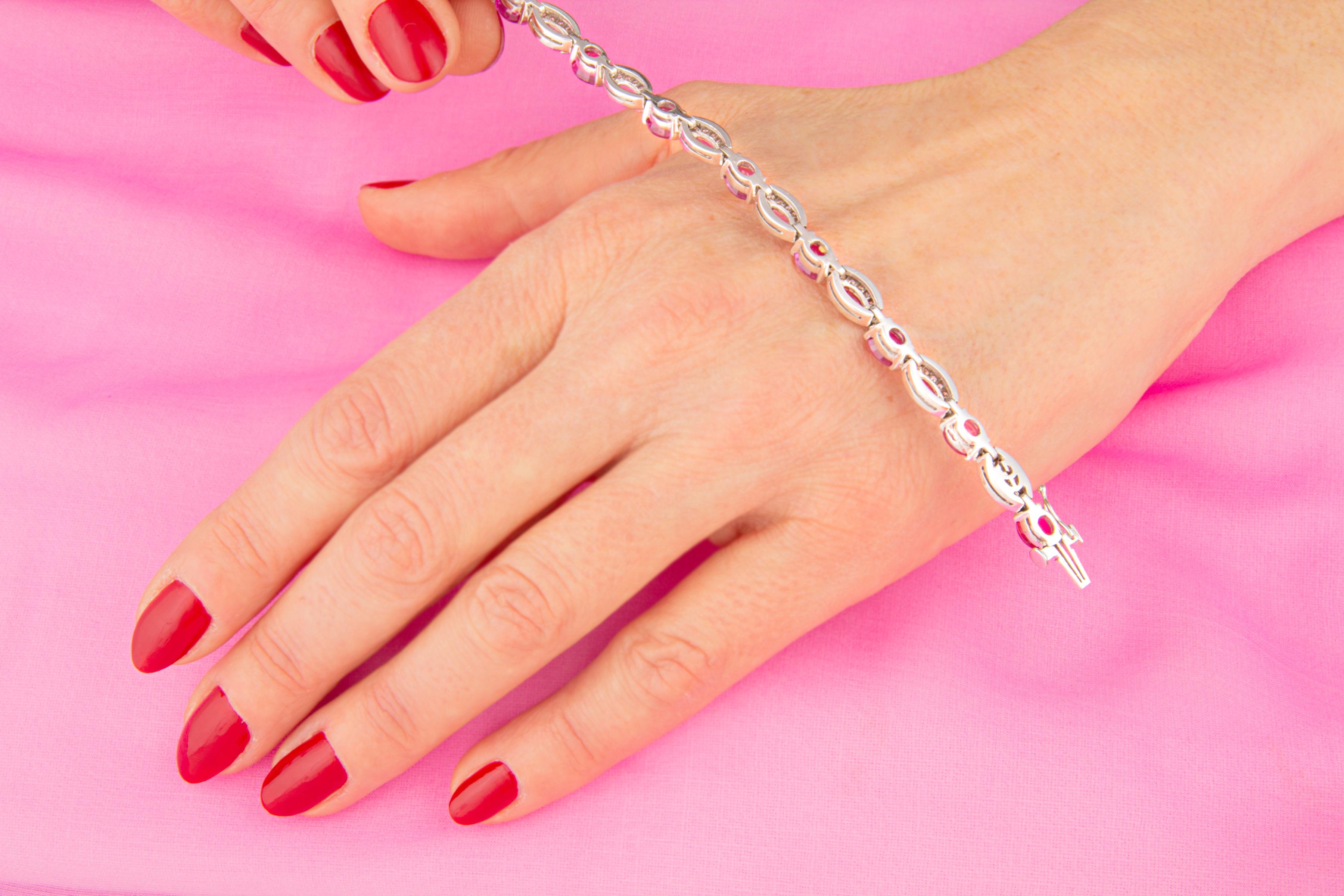 pink sapphire and diamond tennis bracelet