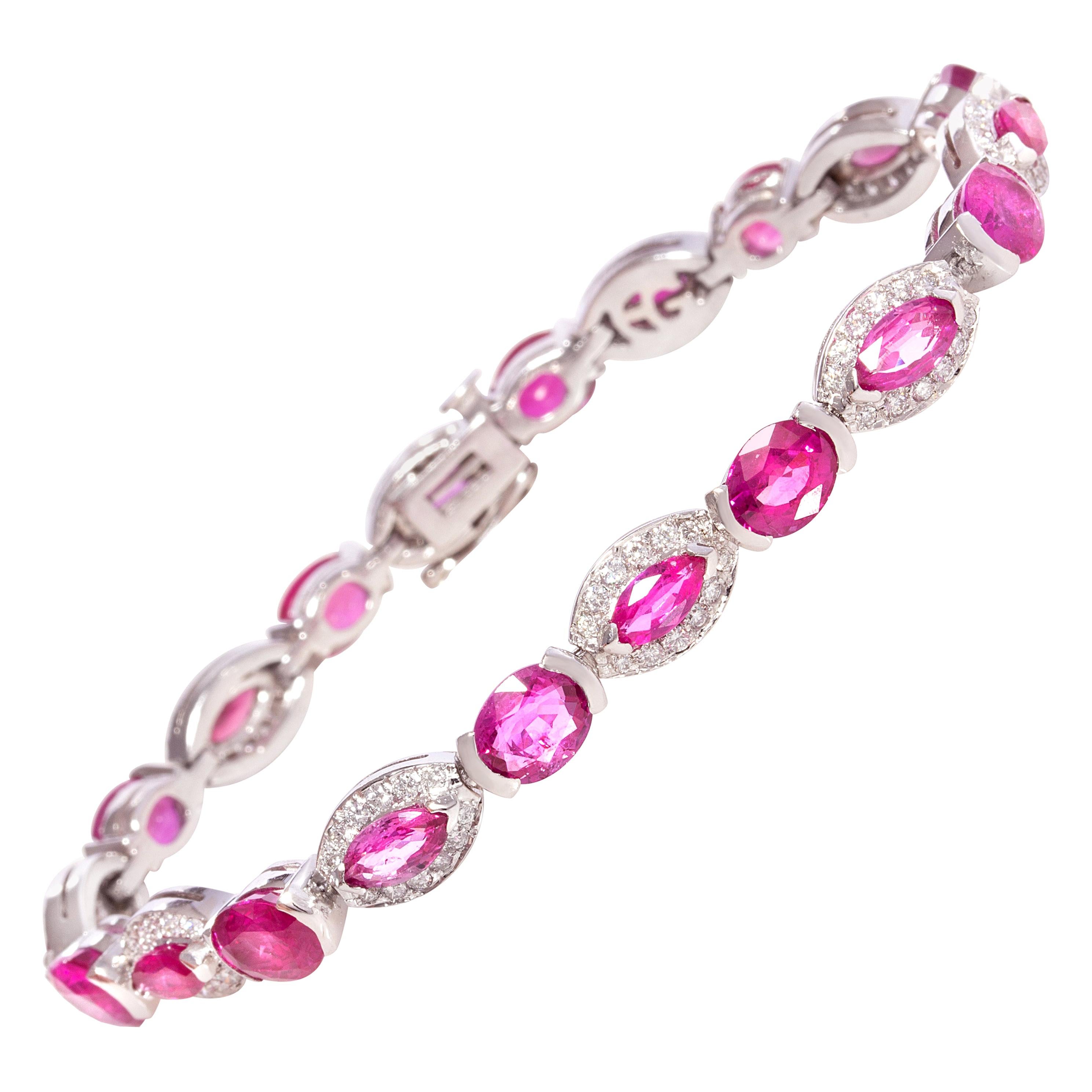 Ella Gafter Diamond Pink Sapphire Flexible Tennis Bracelet For Sale