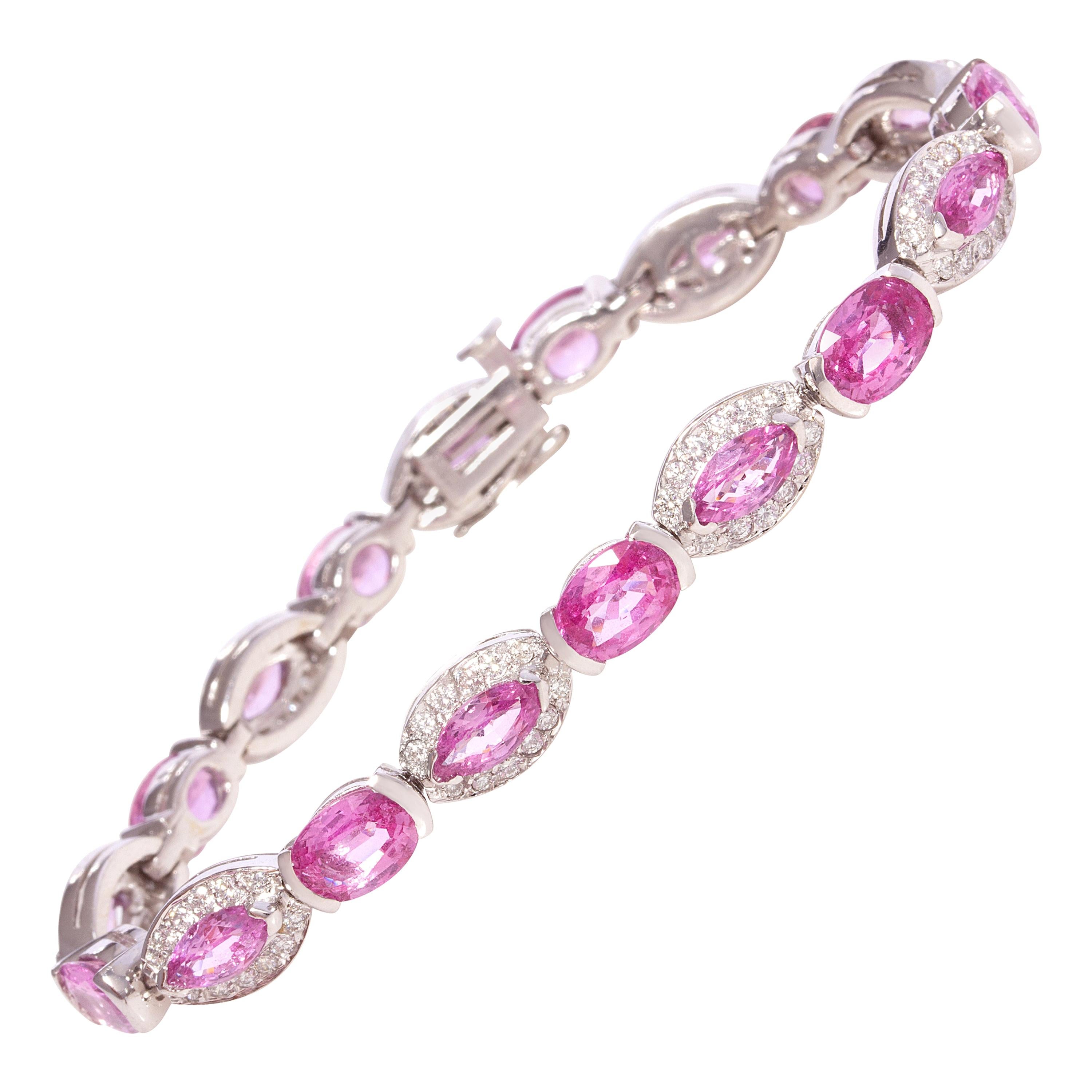Ella Gafter Pink Sapphire Diamond Flexible Tennis Bracelet For Sale