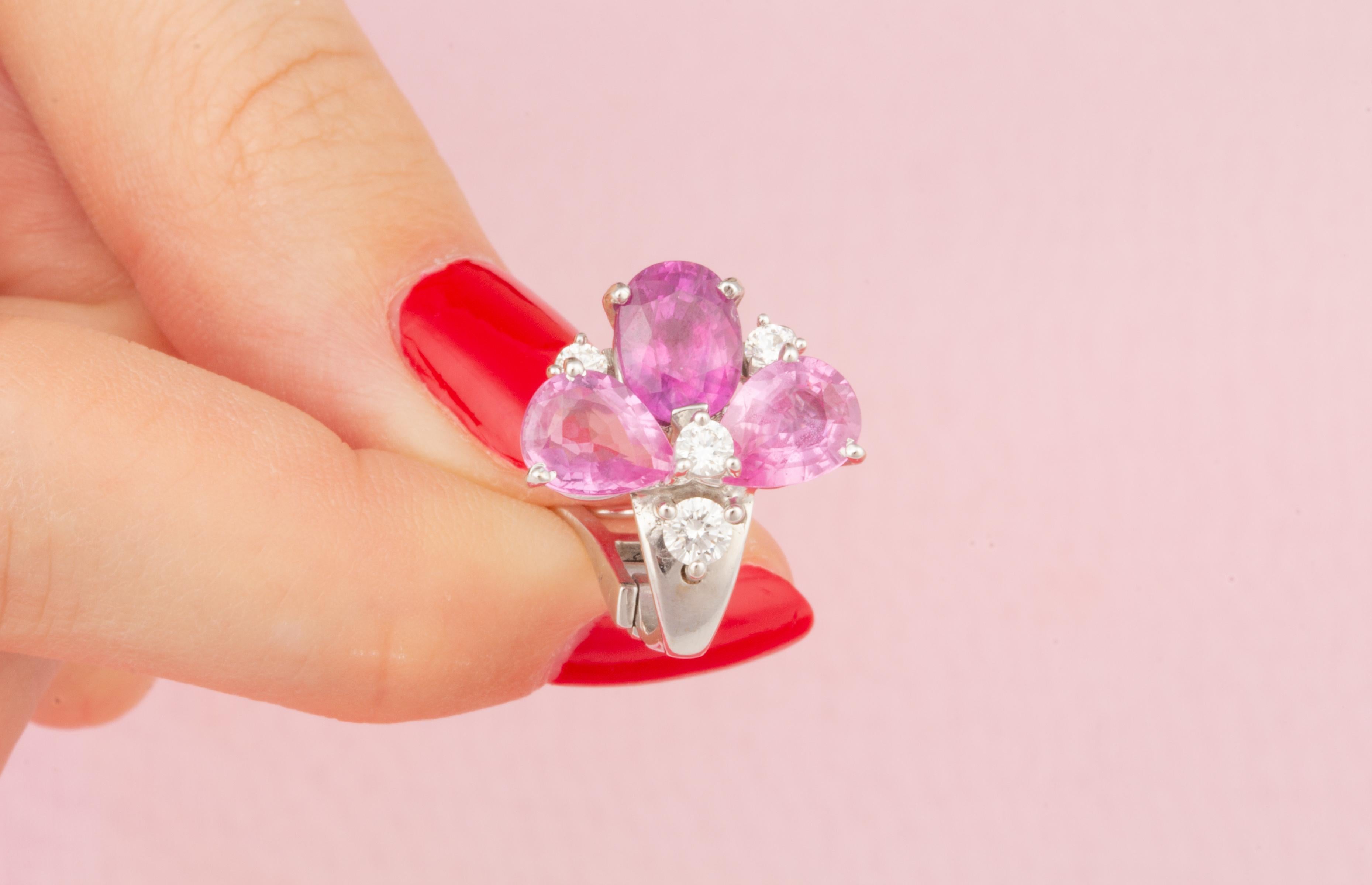 Set di collana e orecchini con zaffiro rosa e diamanti Design di Ella Gafter in vendita 9
