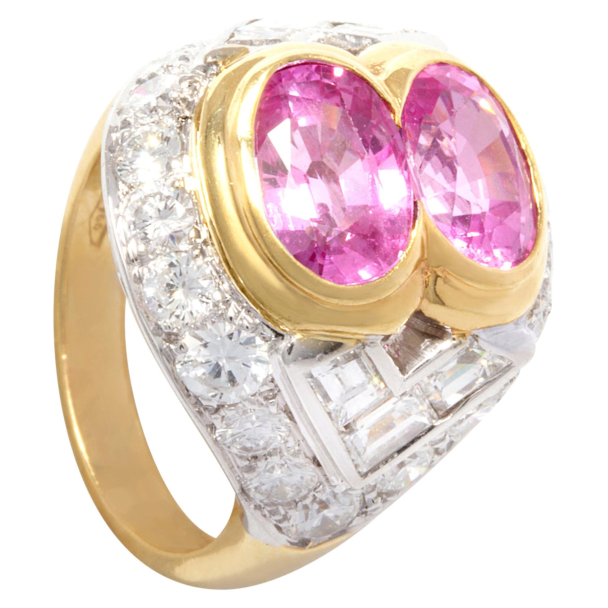 Ella Gafter Pink Sapphire Diamond Cocktail Ring For Sale