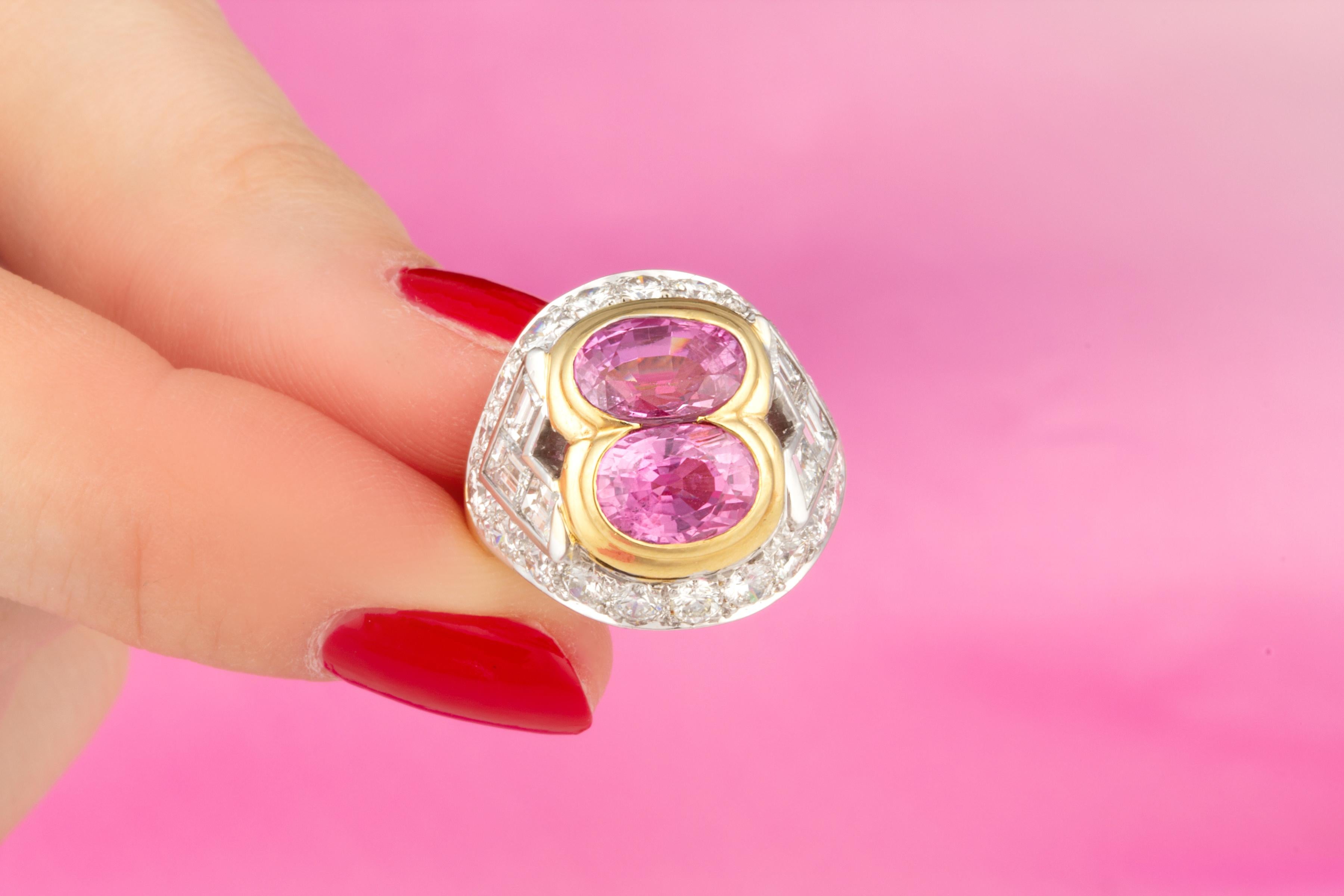 Ella Gafter Pink Sapphire Diamond Cocktail Ring For Sale 1