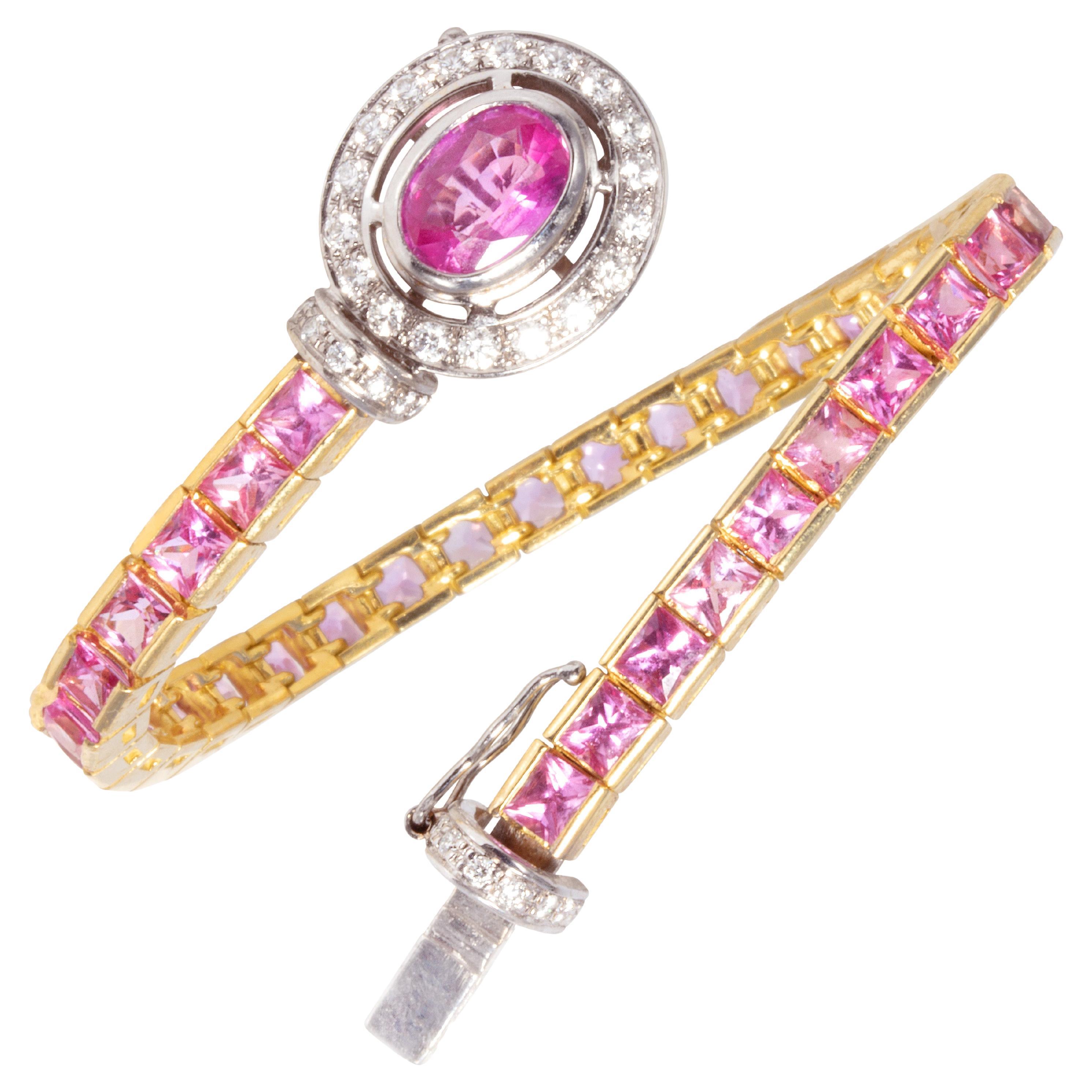 Ella Gafter Bracelet en saphir rose et diamant de couleur