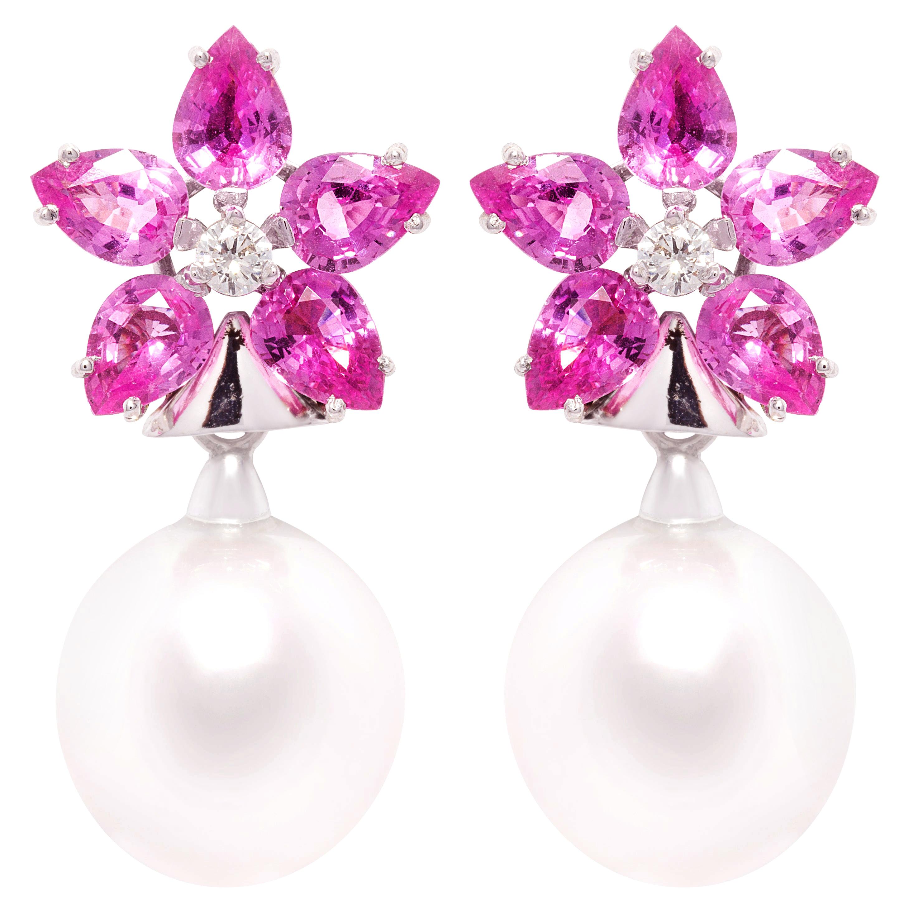 Ella Gafter Pink Sapphire Diamond Earrings 