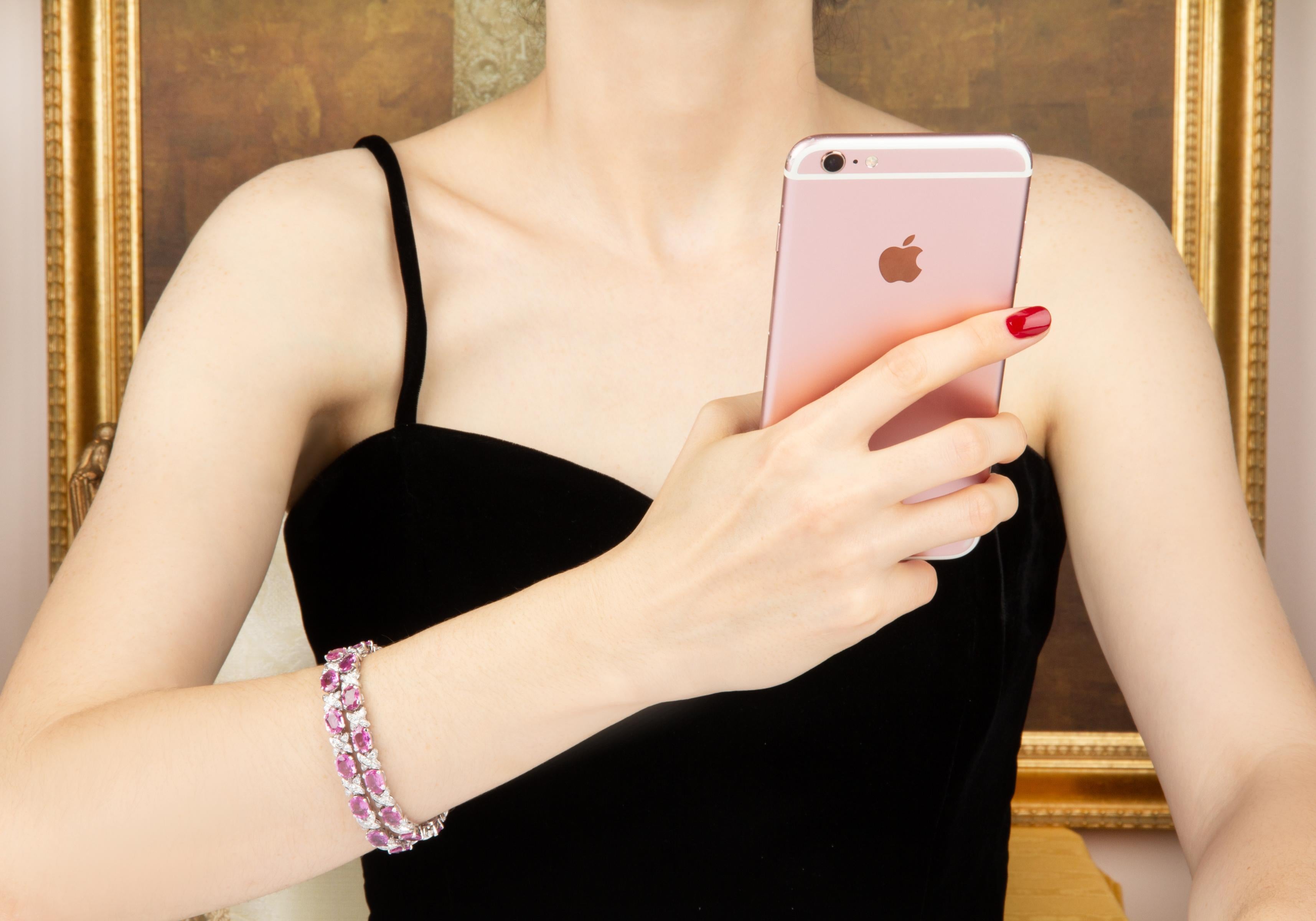Ella Gafter Pink Sapphire Diamond Flexible Bracelet For Sale 5