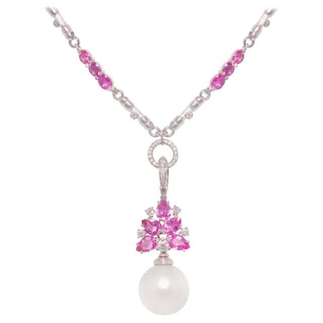 Louis vuitton pink sapphire and diamond necklace bling empire Outlet