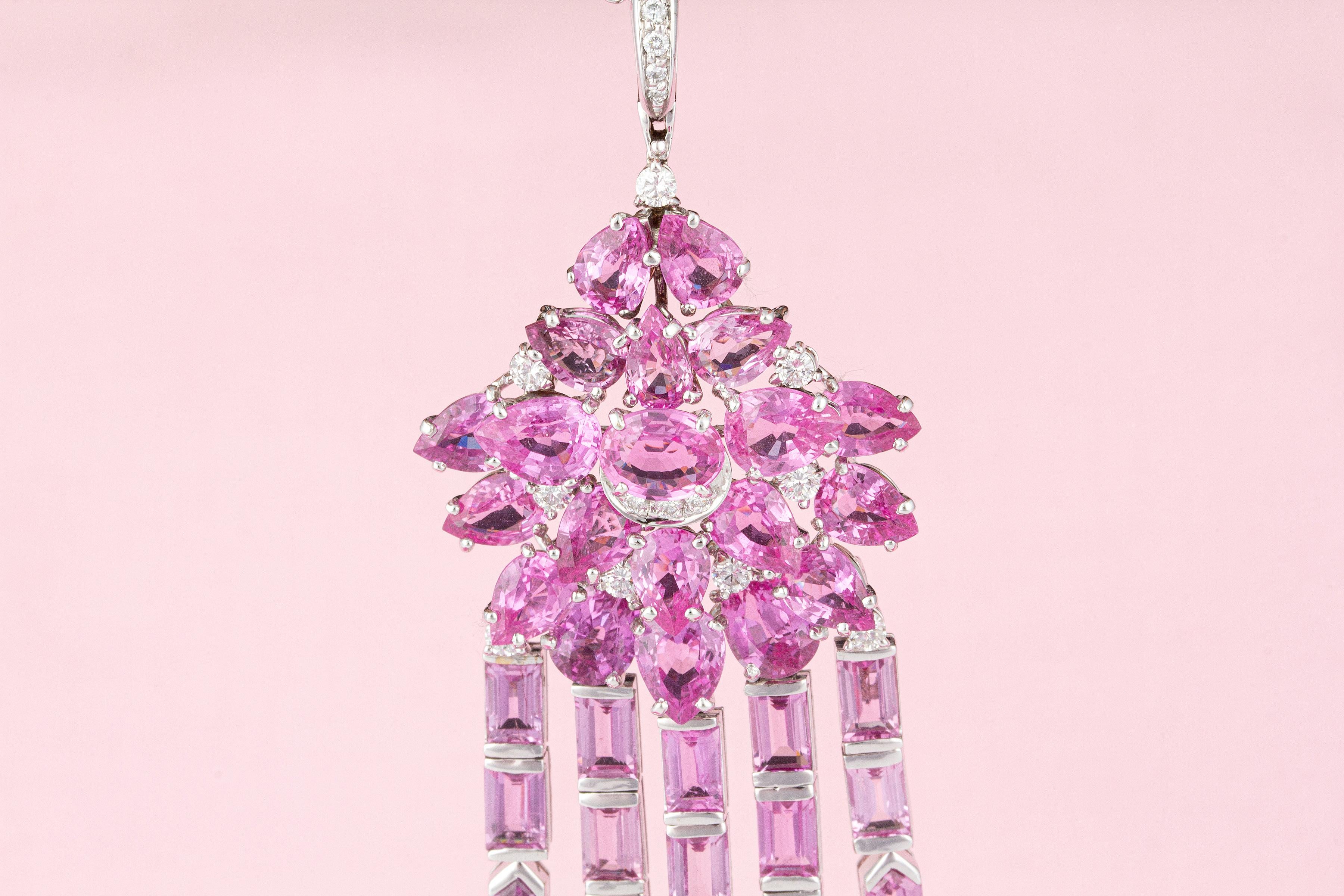 Ella Gafter Pink Sapphire Diamond Pendant Necklace 1