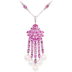Ella Gafter Pink Sapphire Diamond Pendant Necklace