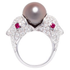 Ella Gafter Pisces Diamonds Pearl Zodiac Ring 