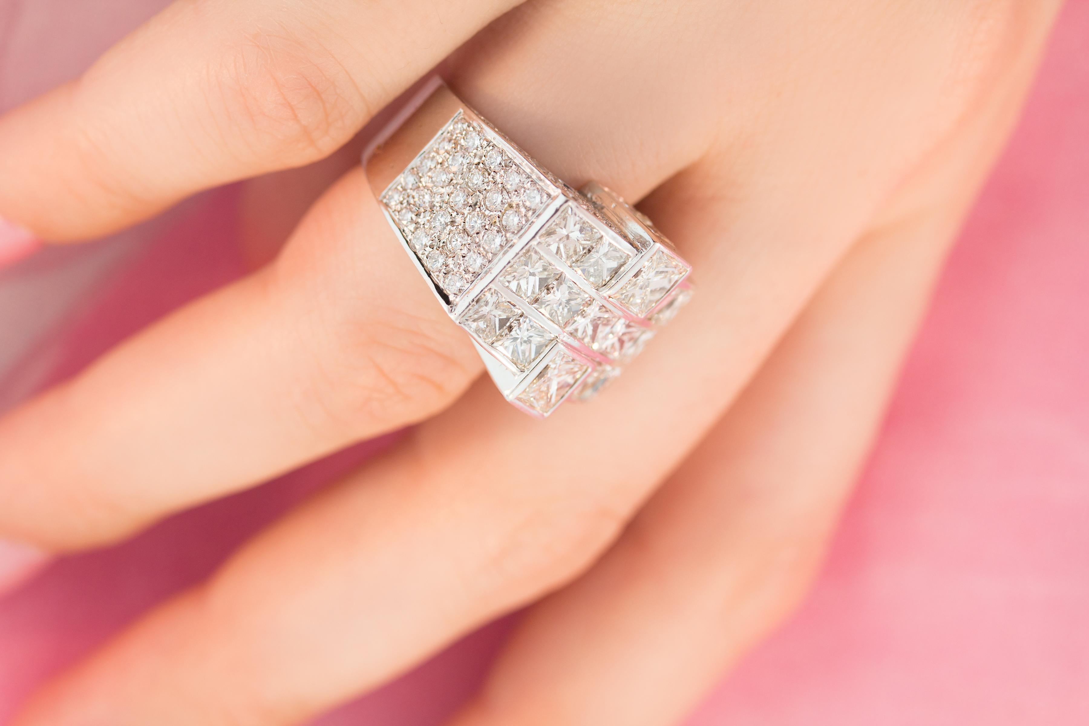 Women's Ella Gafter Princess Cut Diamond Cocktail Ring For Sale